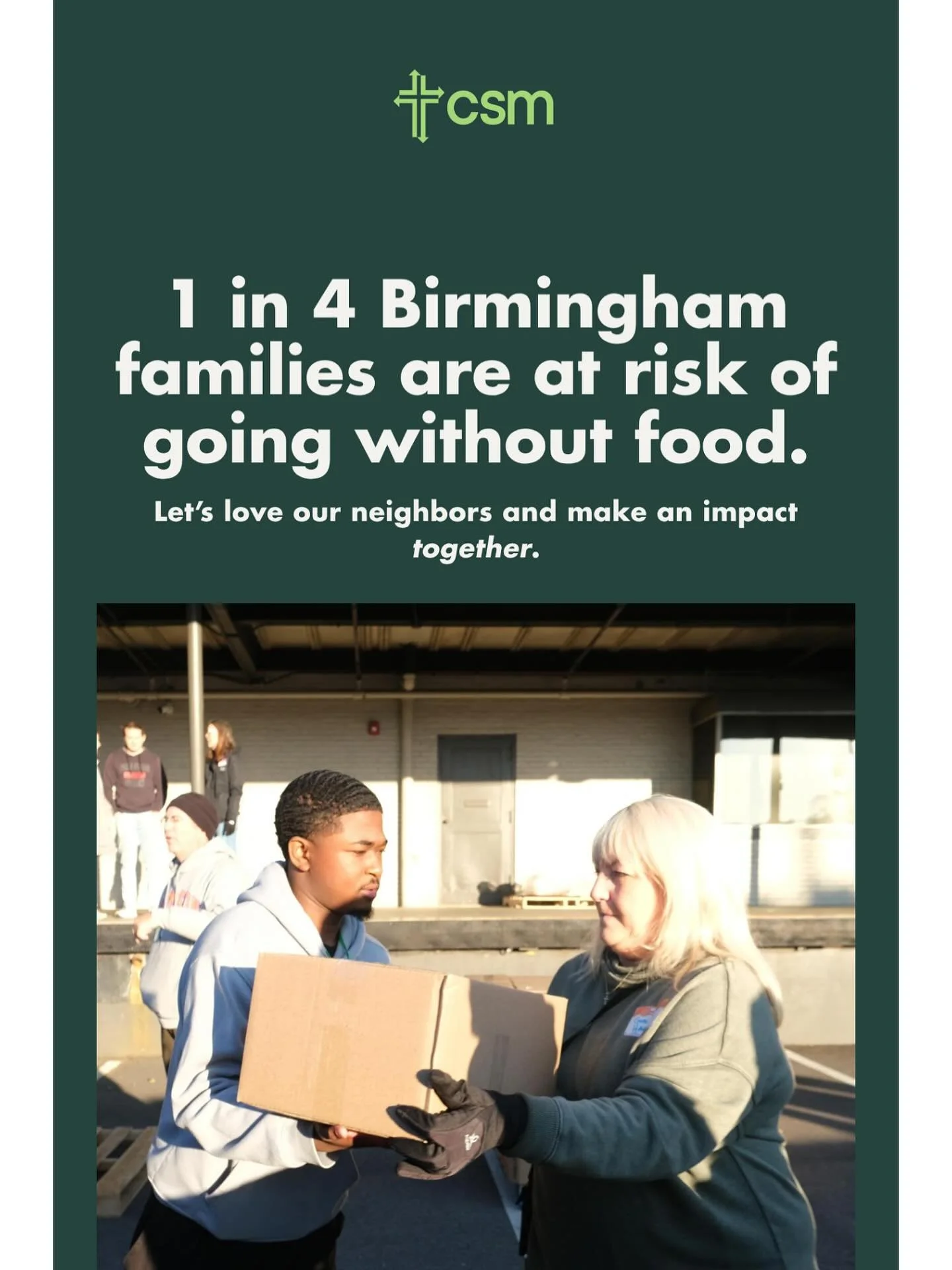 In light of the recent economic hardships some of our neighbors are facing, please consider donating, giving or serving through our local ministry partner Christian Service Mission. You can give through the link in our bio.