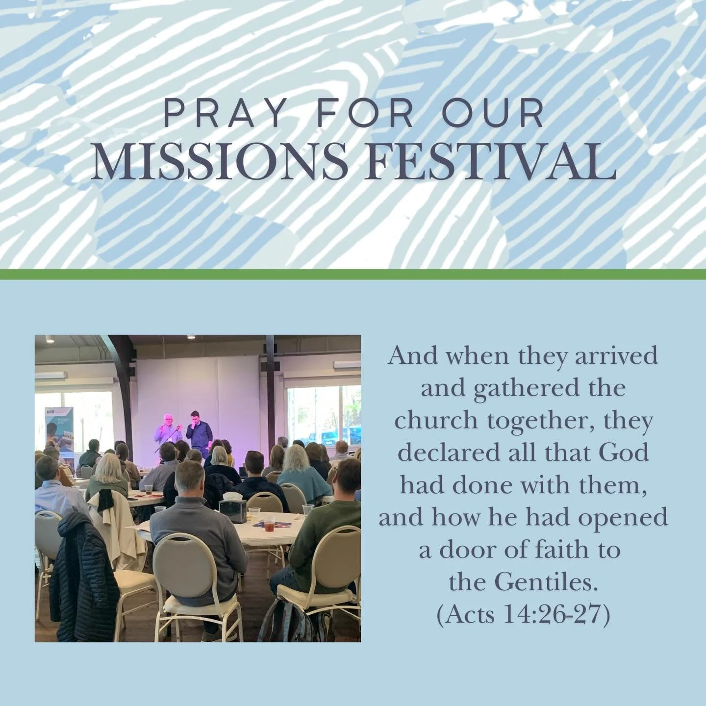 Pray for us, that our hearts would be stirred, as we hear stories of how God is working around the world. May we listen attentively and have God ordained conversations with our guests.