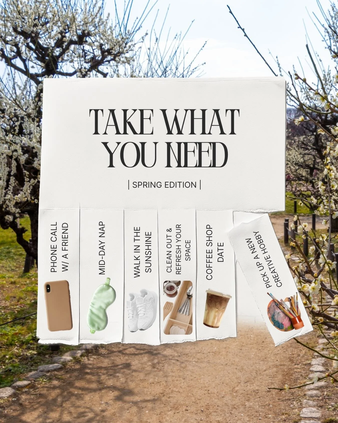 TAKE WHAT YOU NEED 🤍
Sometimes you don&rsquo;t know what you need until you see it. I hope this helps you check-in with yourself this spring! 
&bull;
&bull;
&bull;
#selflove #therapy #WAtherapist #springhassprung #selfcare