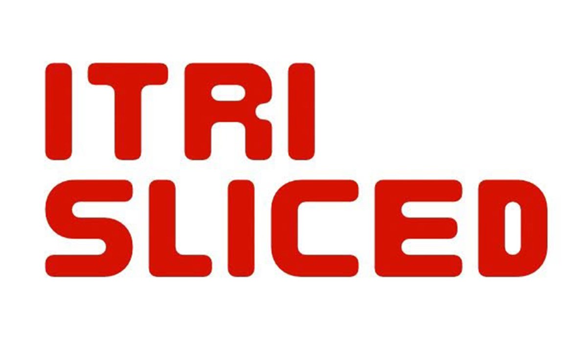 A logo for Itri Sliced featuring Itri Sliced in stylized red font against a white background.