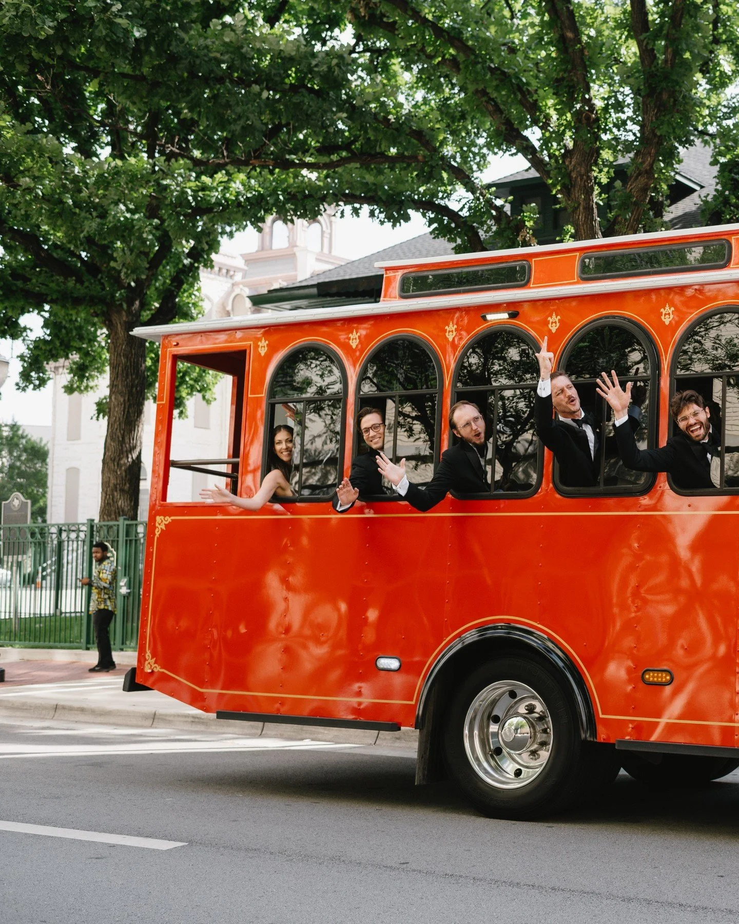 It's the out of the box moments that make a wedding day so memorable. For J+E, riding through Fort Worth on a trolley with their wedding party was a highlight of the day! 
Planning & Design - @weddingsbystardust
Beauty - @lipservicemakeup
Entert