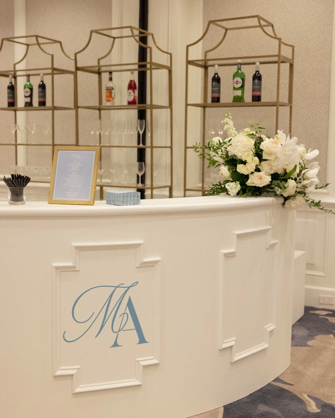 Meet us at cocktail hour. 🍸✨

Planning &amp; Design - @weddingsbystardust
Bakery - @fancycakesbylauren
Beauty - @bridalpros
Entertainment - @intensitybands
Floral - @scout.floral 
Officiant - @hireaminister
Photography - @megankayphotography
Rentals