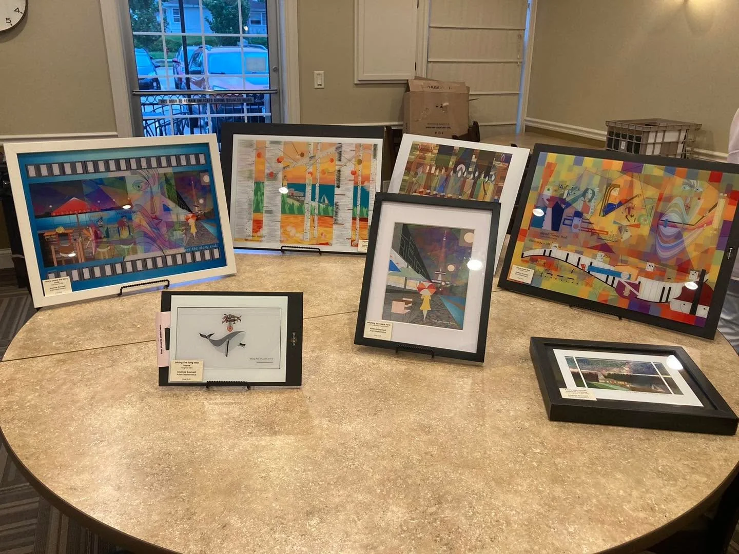 Today we had the great pleasure of learning from club member Andreas Soemadi, who is a physics professor and artist, about mathematics and art. Pictured are a selection of his work along with some of the fascinating content he explained today. Mark y
