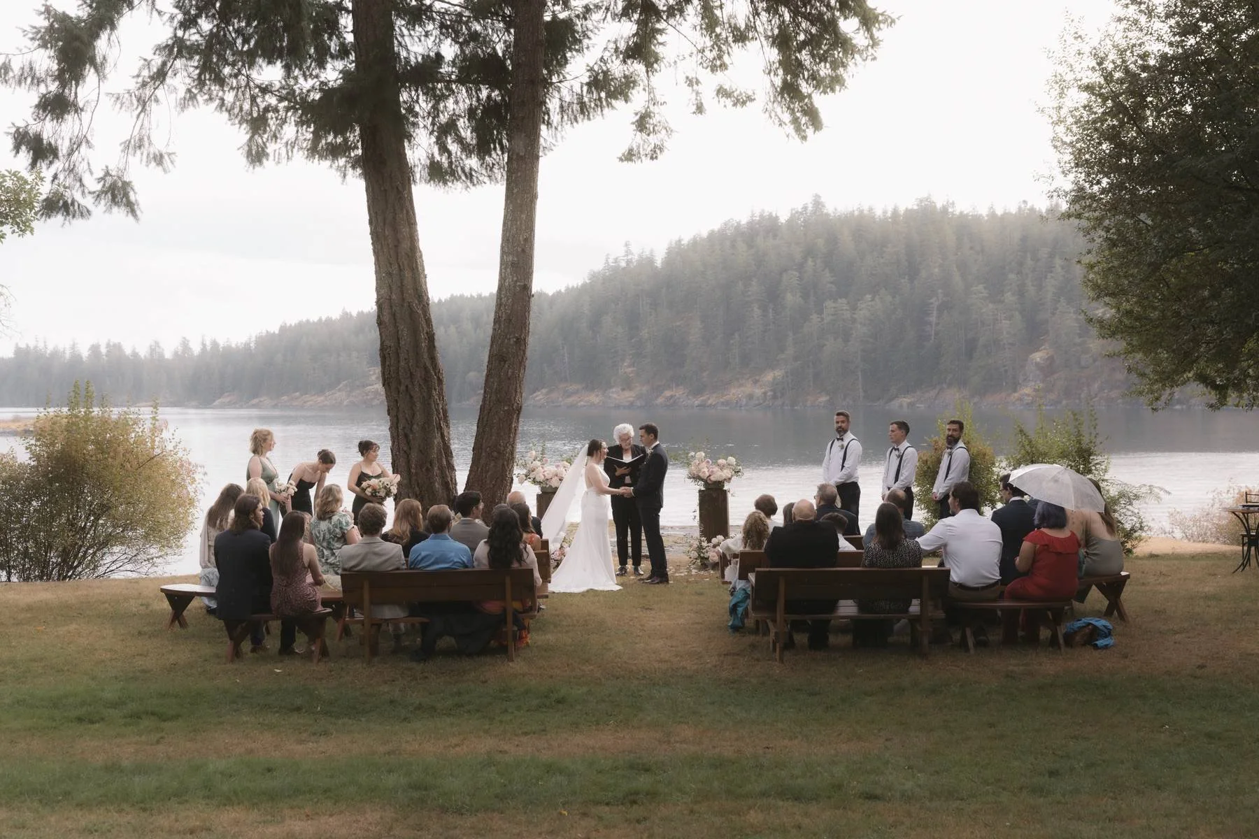 Oceanfront wedding ceremony on Vancouver Island overlooking the water