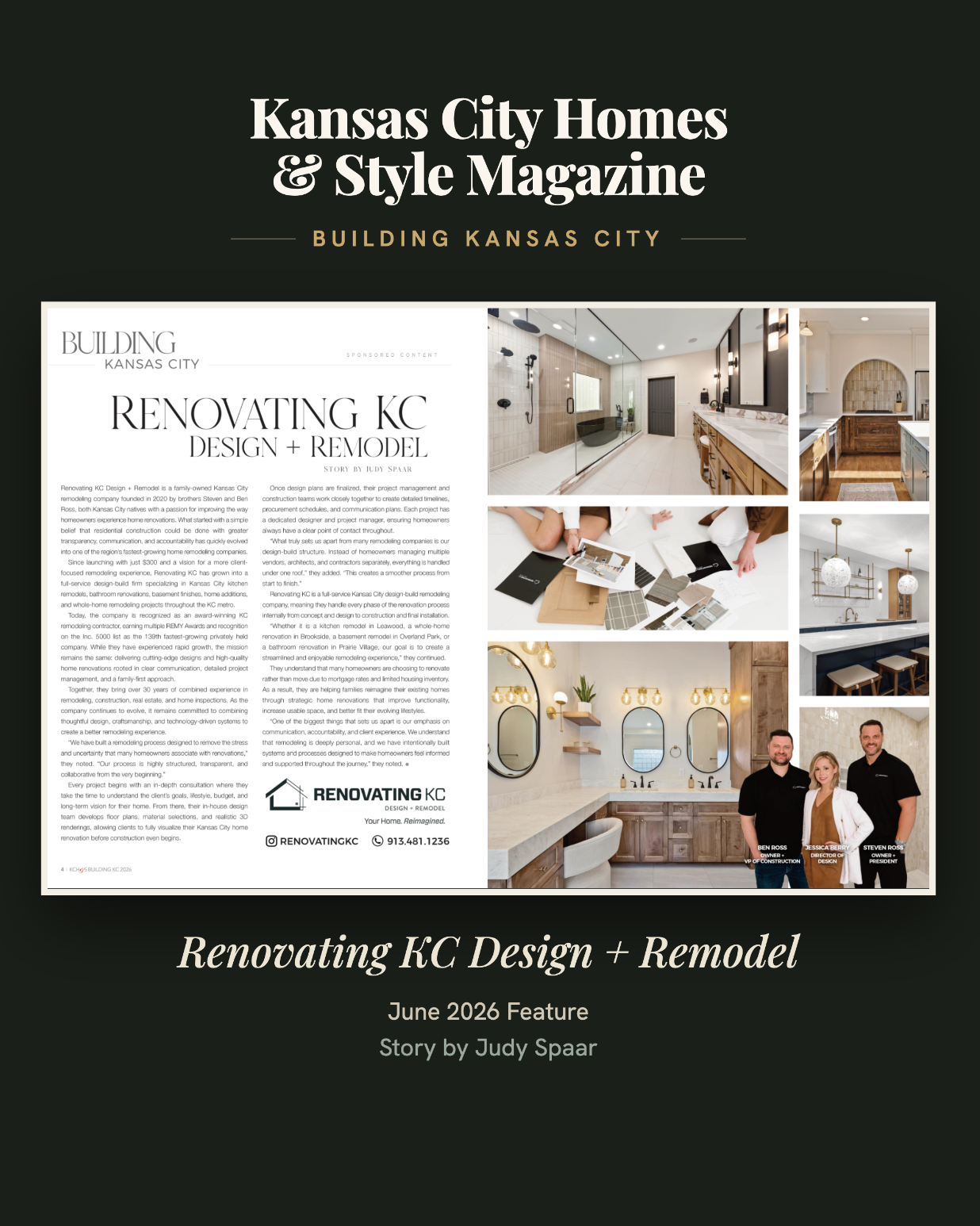 Renovating KC Featured in Kansas City Homes &amp; Style Magazine's "Building Kansas City" Edition