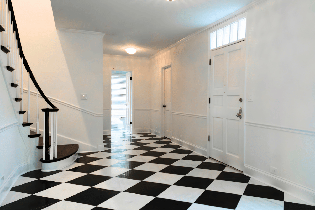 Lake Forest Black White Tile Home Entryway Platinum Touch Industries