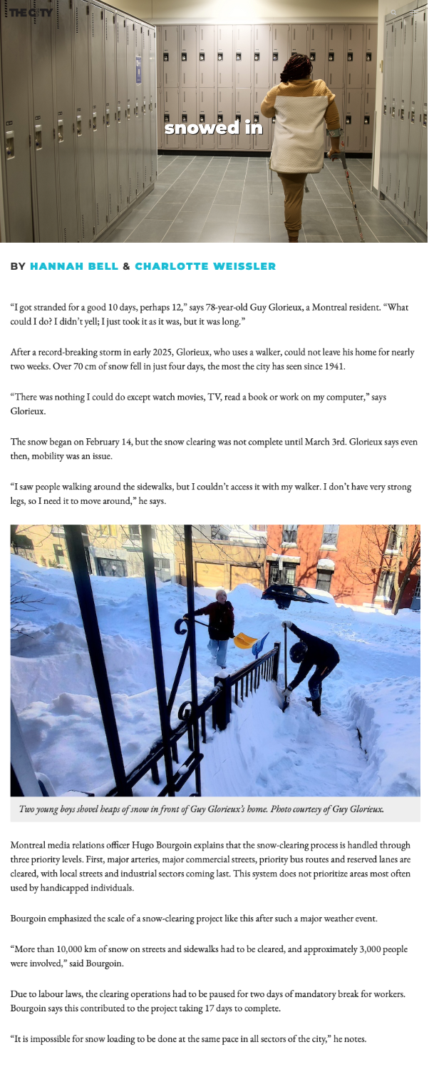Snowed In: Montreal Winter with Physical Disabilities