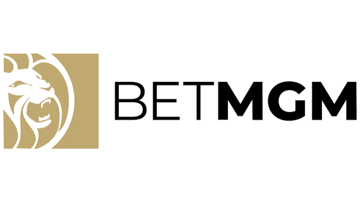 Logo with a gold lion head and the words 'BET MGM' in black