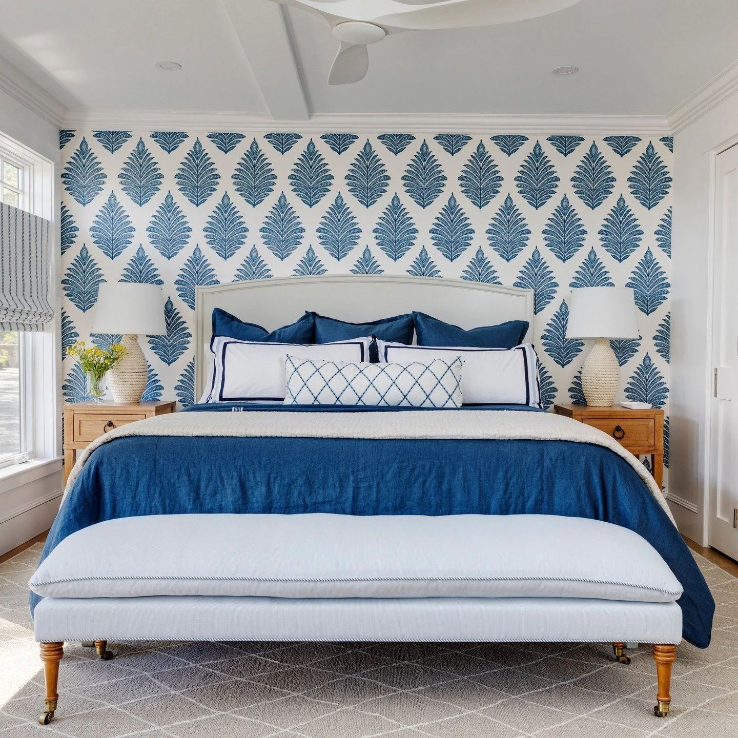 A coastal palette inspired by the sea.⁠
⁠
Layers of blue bring the character of the Maine coast indoors, creating a bedroom that feels both expressive and restful. The result is a natural reflection of the landscape just beyond the windows.⁠
⁠
Explor