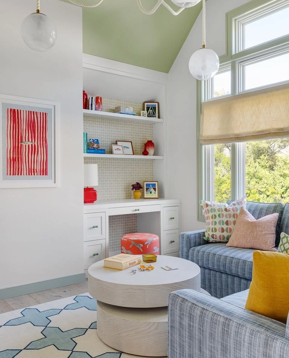 This room started as an underused space, so we saw an opportunity to give it a much clearer purpose.⁠
⁠
We reimagined it as a cozy TV and game room, with a built-in desk and enough flexibility to read, play, work or peel away from the busier shared s