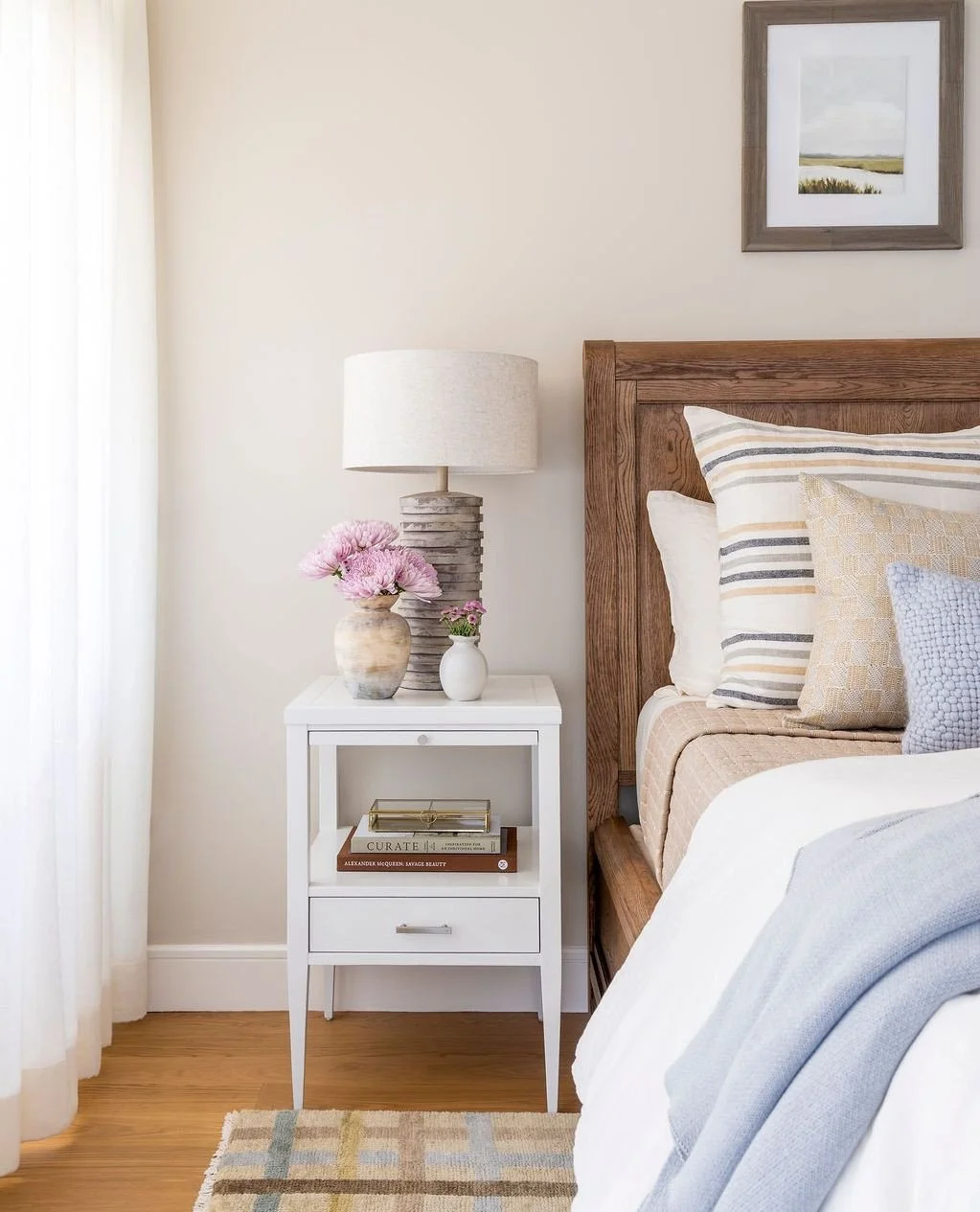 Not every bedroom in a family home needs to speak the same language in exactly the same way. One of our favorite parts of designing Jerusalem Heights was giving each bedroom its own identity.⁠
⁠
Here, we leaned into a softer, more serene direction, a