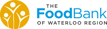 Logo of The Food Bank of Waterloo Region featuring a stylized tree with three figures inside a yellow circle.