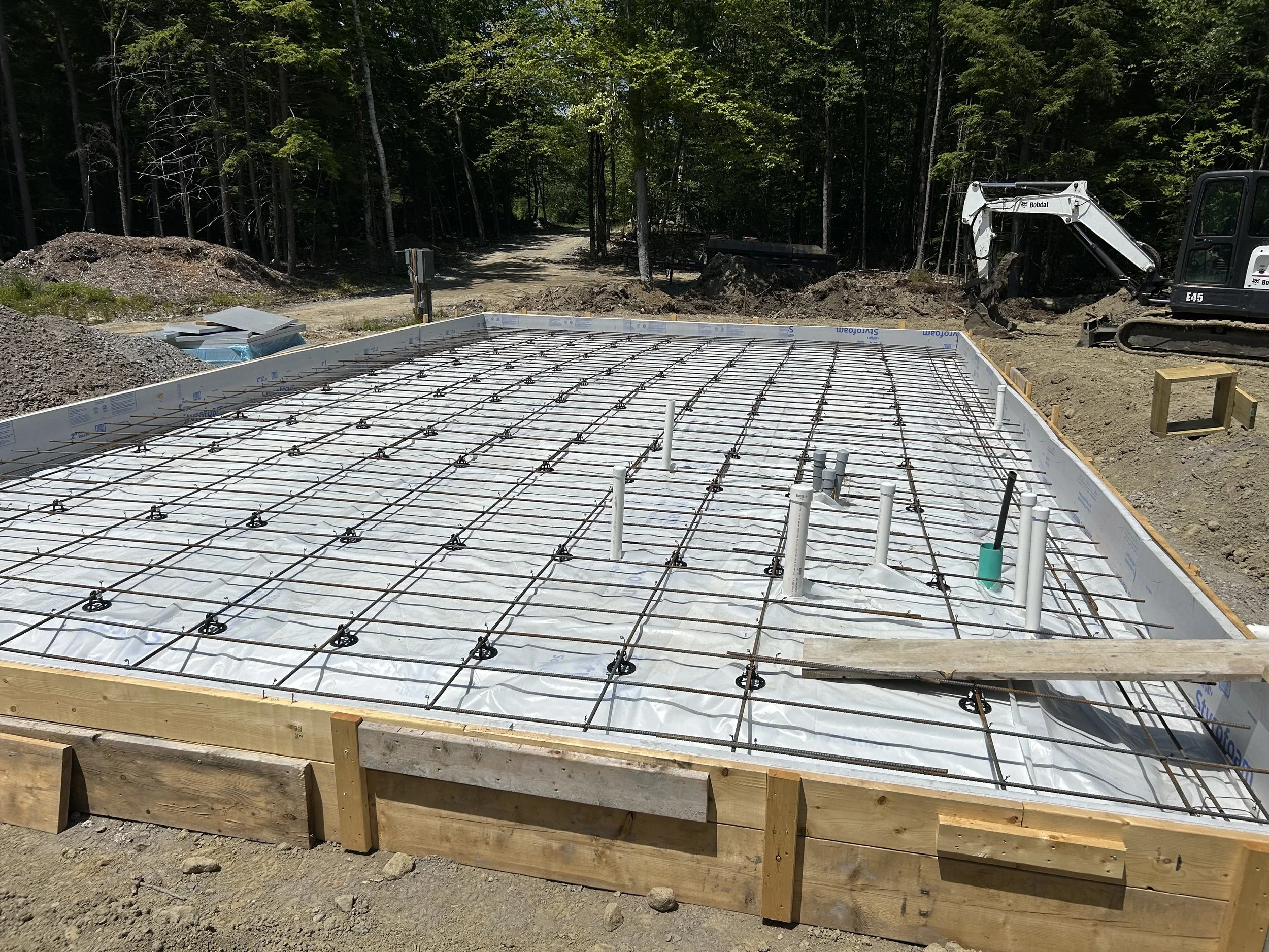 concrete forms for frost protected shallow foundation in Durham Maine