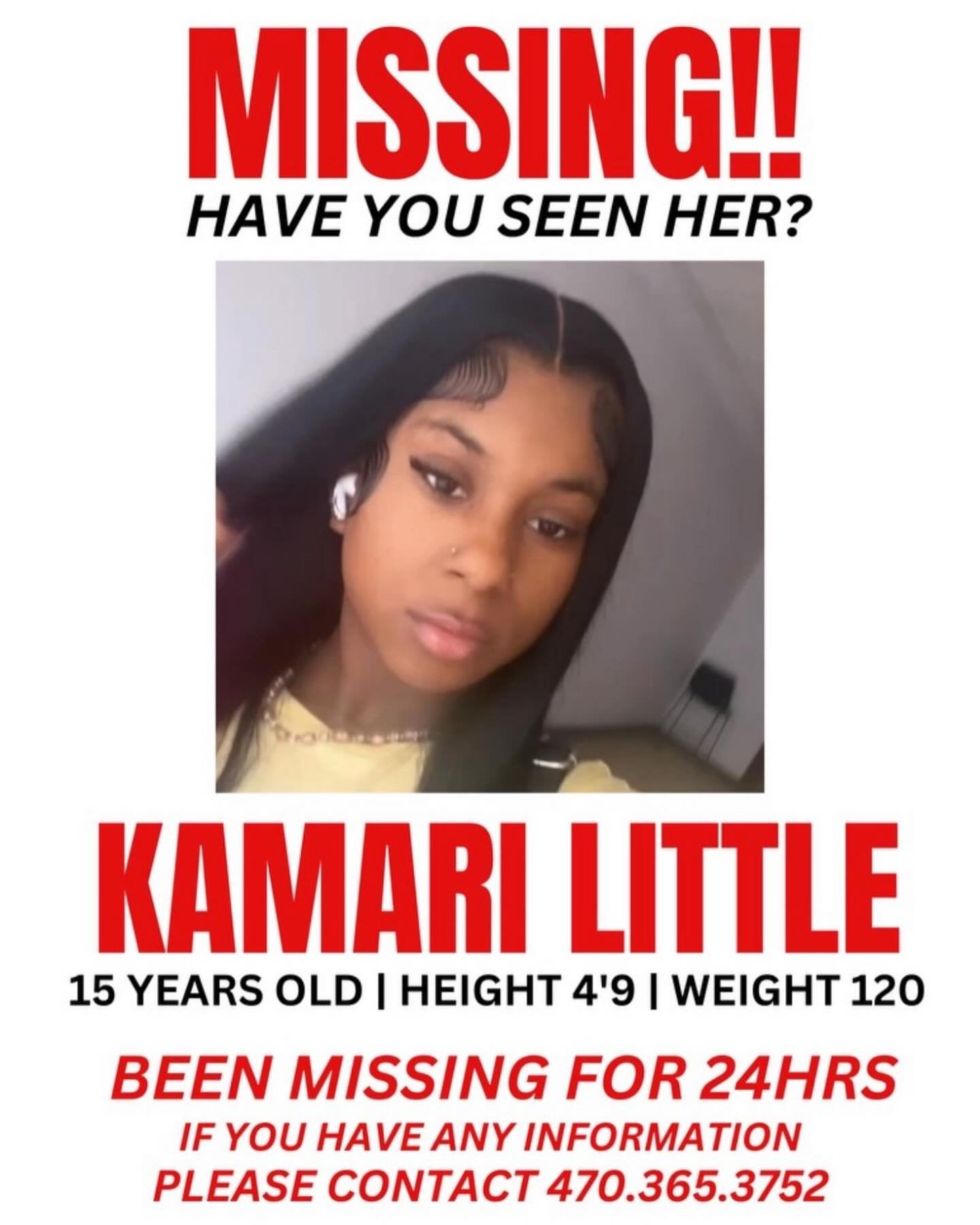 🚨🚨 MISSING 🚨🚨 
15 Year Old 
Thought to be in danger!!
Last seen on, or near Wesley Chapel or Gresham Rd after leaving Southwest DeKalb High School Monday morning. 
Please call the number on the flyer if you see her.