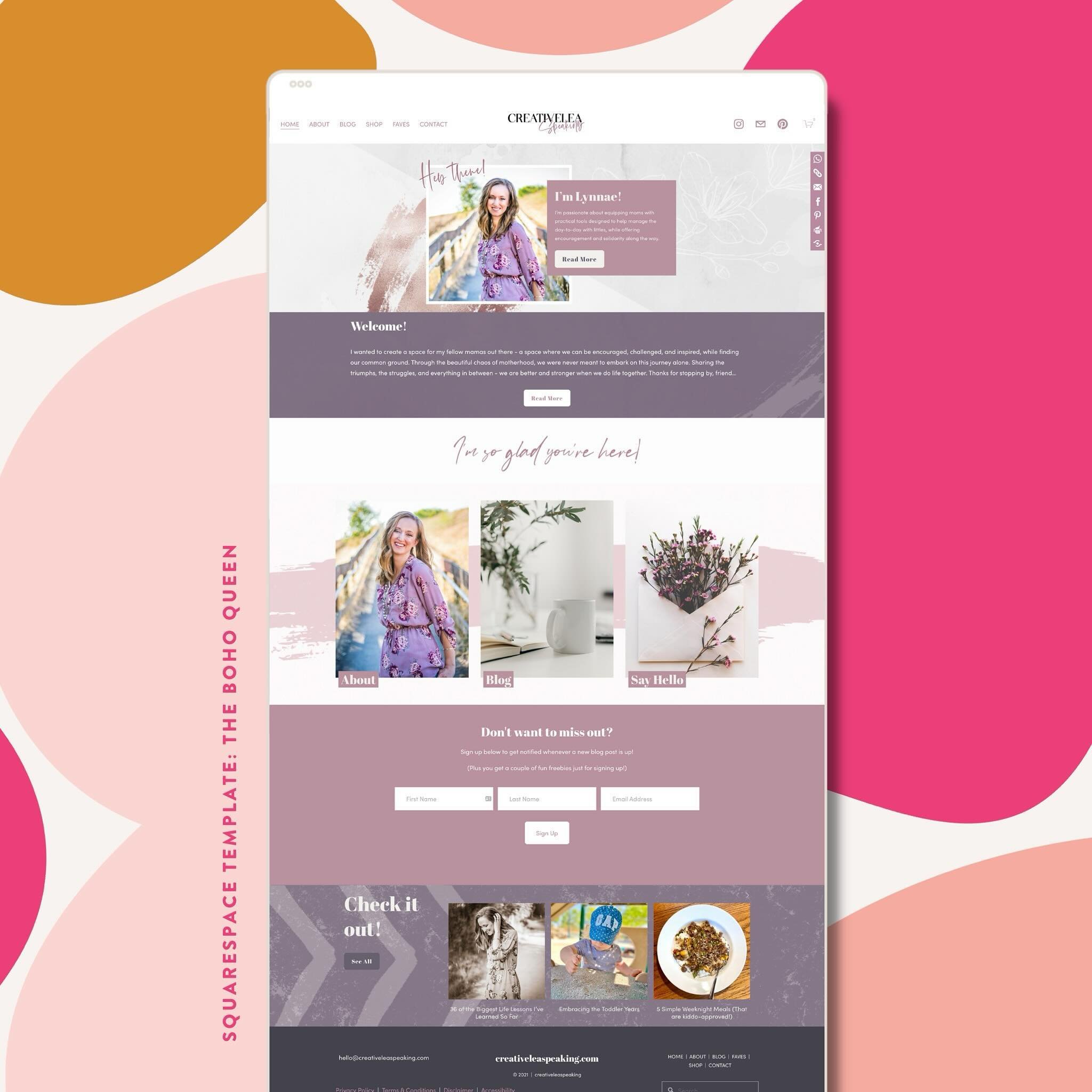 A little ✨SUNDAY SHOWCASE✨ for ya! My Squarespace templates (like the Boho Queen👑) feel one-of-a-kind when it comes to life with your colors🎨 + images 📸 + branding❣️

👉🏻 If you &amp; your entrepreneur bestie have been spending alllll summer thin
