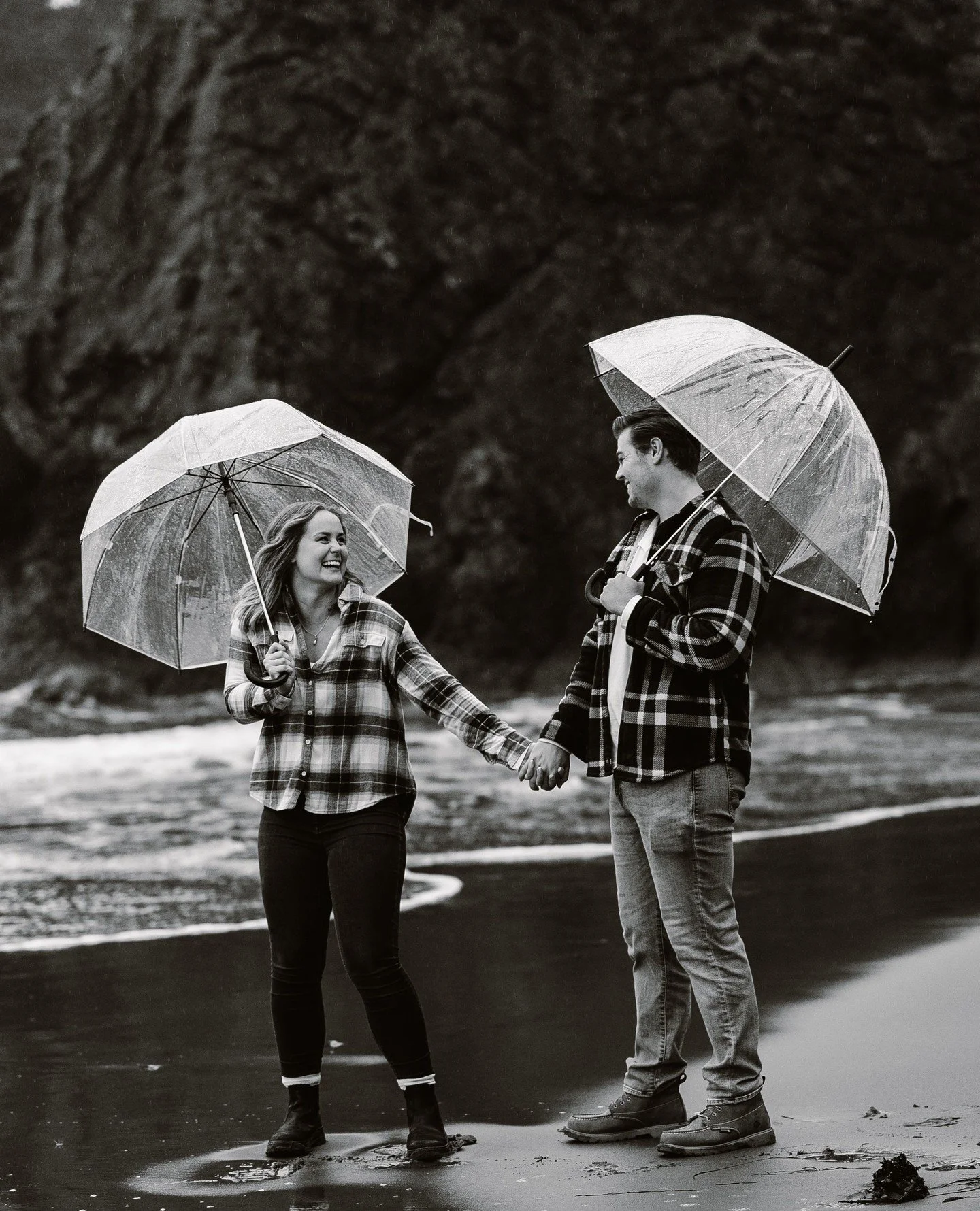 Many couples ask me if I have a backup plan if it rains during their engagement session. Unless there is lightning and thunder and it's truly stormy outside, we are outside in the PNW getting those rainy photos!⁠
⁠
Although having a nice, warm and su