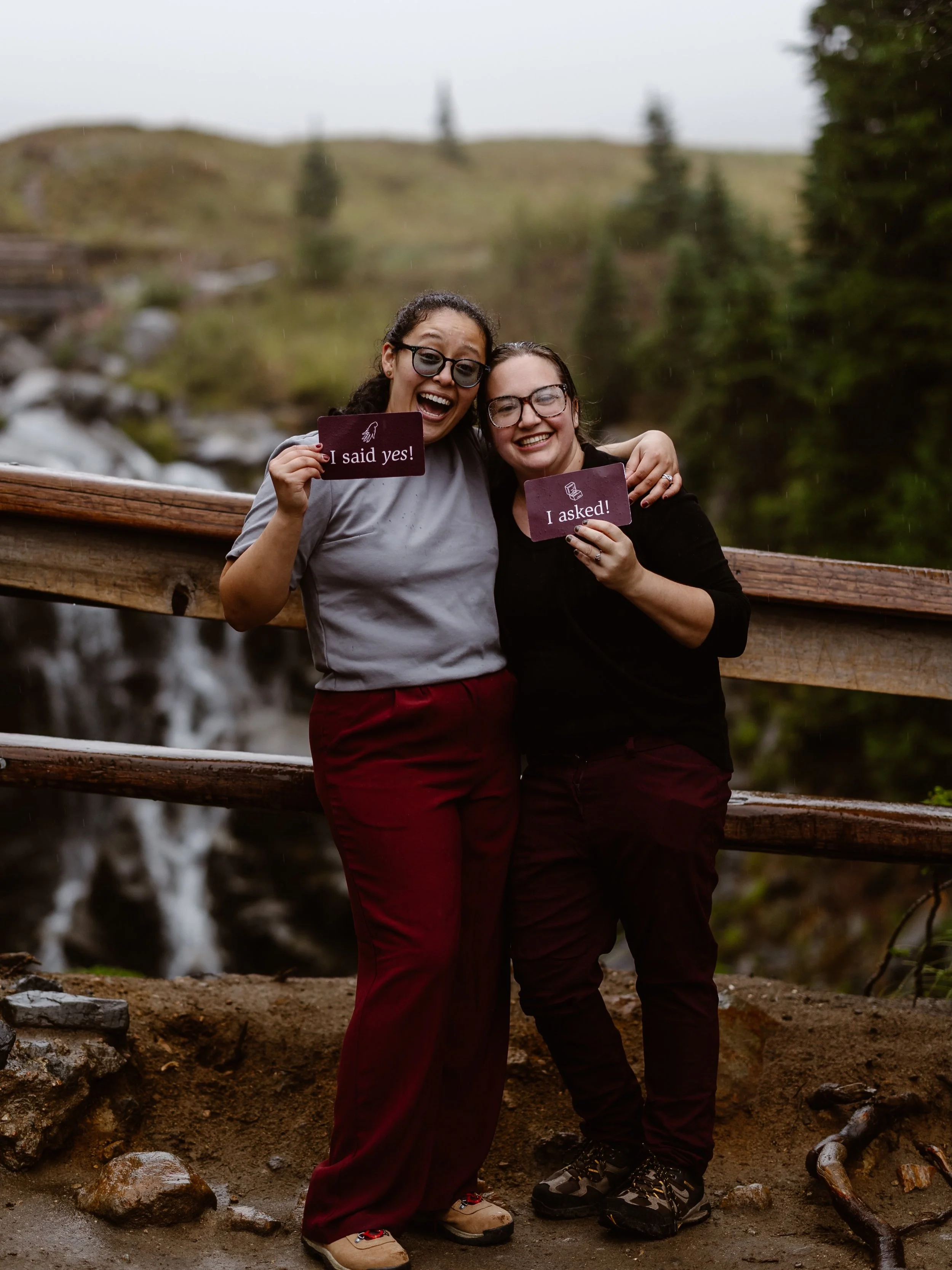 These two won the cutest couple of the year award. What turned into a surprise proposal ended up being a double proposal in Mount Rainier. Even though the rain poured during their surprise proposal, these two could not be any more happy! I had such a