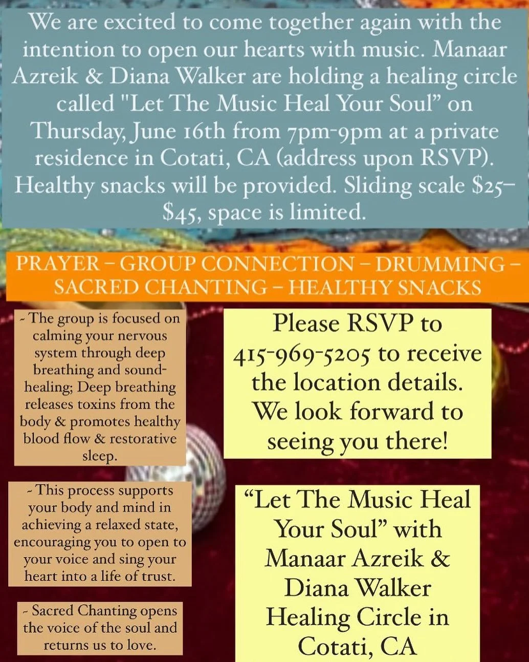 Event tonight in Cotati! RSVP now to save your spot! #healingcircle @manaarazreik
