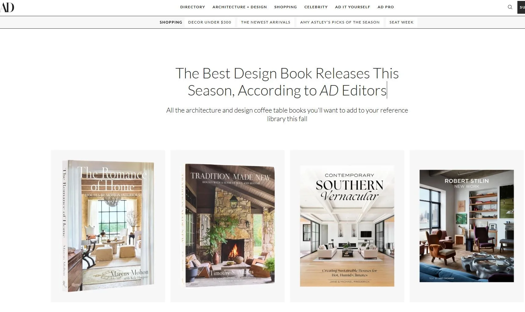 Architectural Digest picks Contemporary Southern Vernacular as one of the best design books of the season!