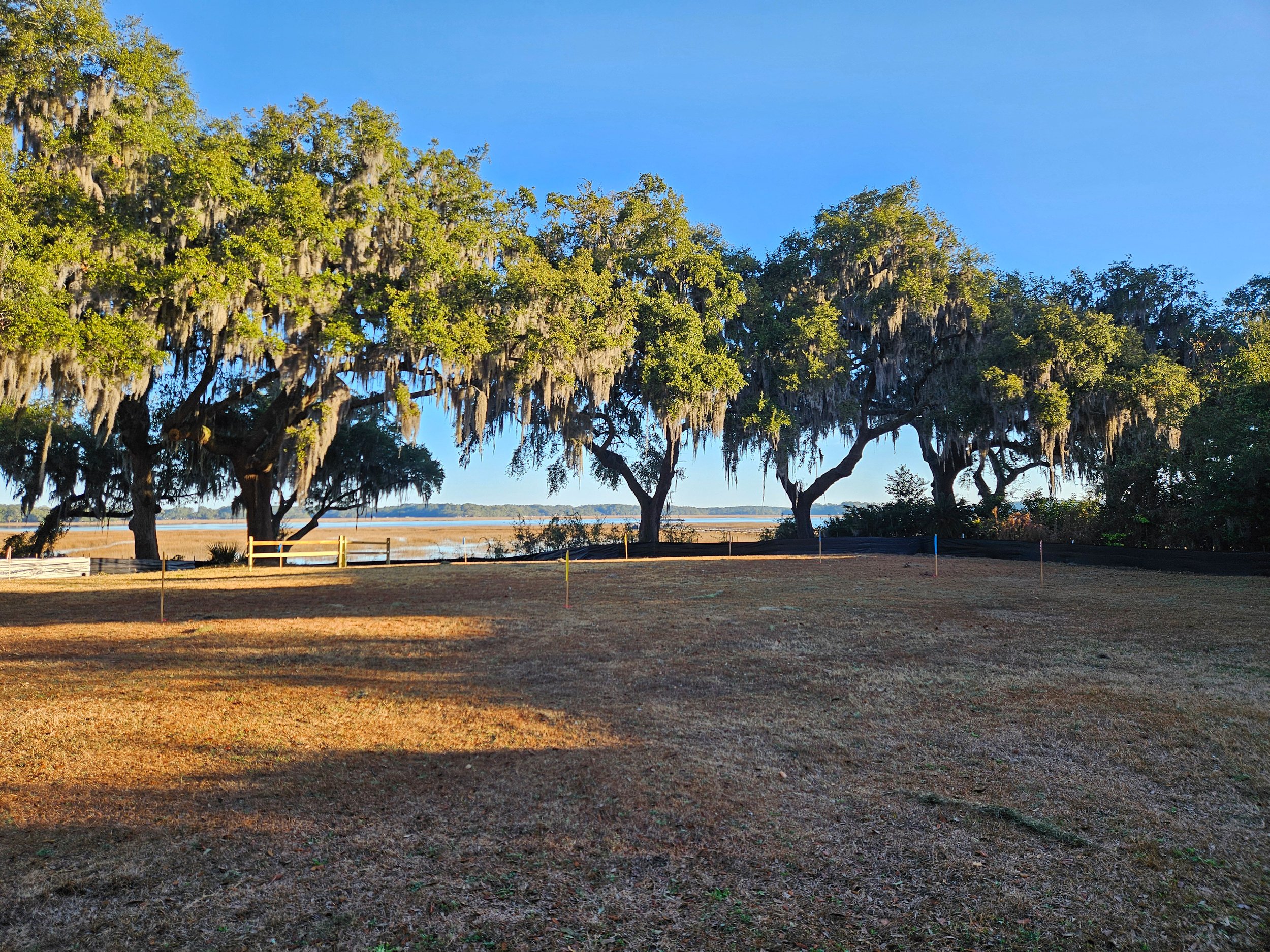 Waterfront lot in Beaufort, South Carolina with Live Oaks