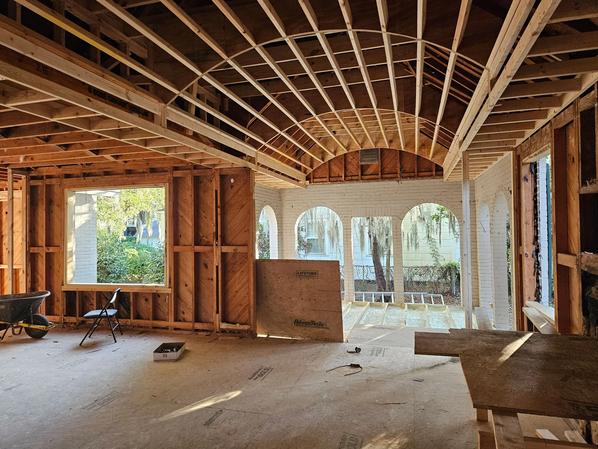 framing on downtown beaufort south carolina renovation