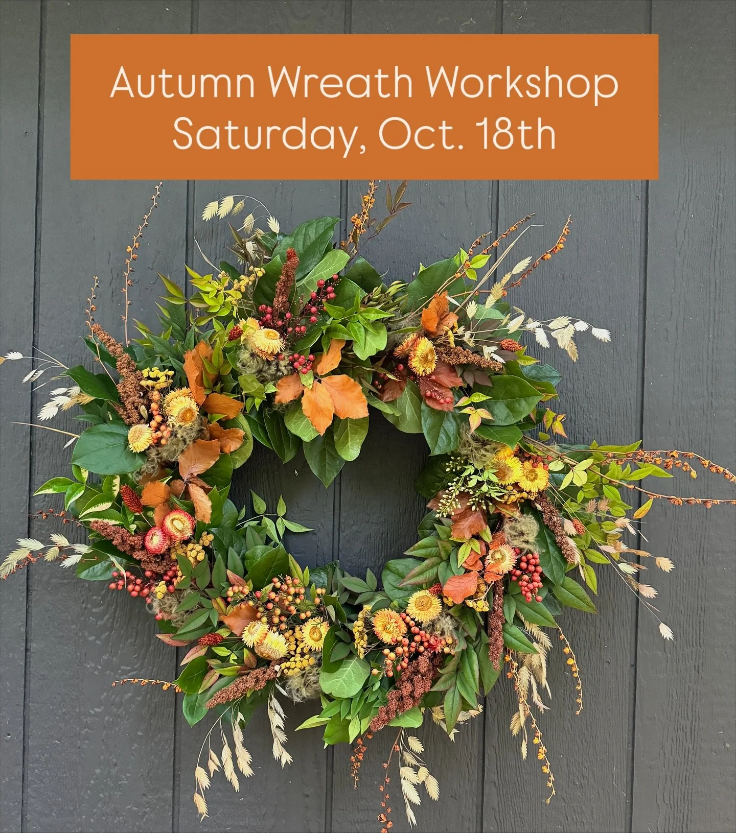 We still have spots left for our Autumn Wreath Workshop! 🍂

You&rsquo;ll learn how to craft a beautiful autumn wreath with fresh and dried materials. The best part? You&rsquo;re the designer! Choose to use all dried flowers, a mix, or only cover par