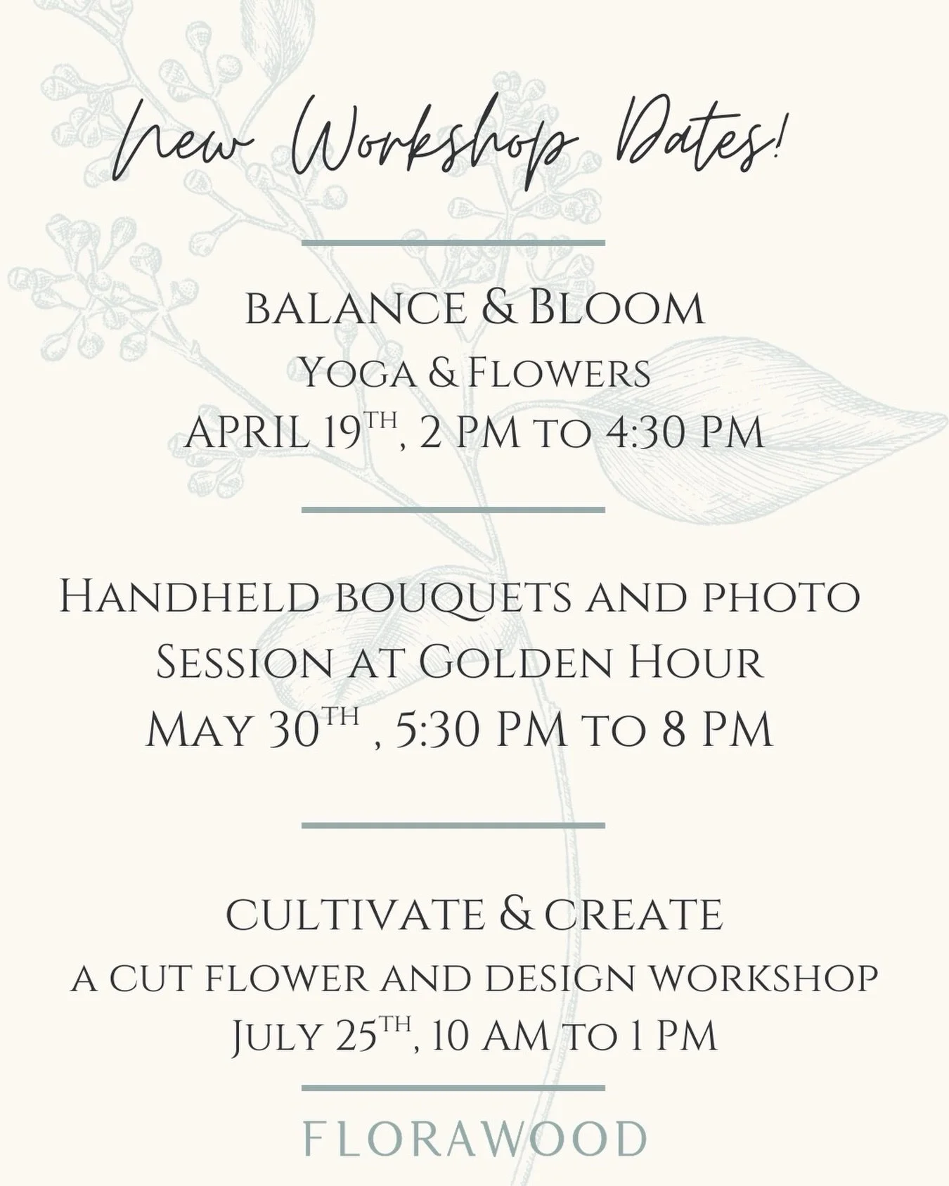 Invite a friend and join us! ✨

FloraWood workshops are designed for all skill levels. You&rsquo;ll learn something new, connect with others, and create something beautiful to take home&mdash;all while having some serious FUN! 🌿

Tap the link in bio