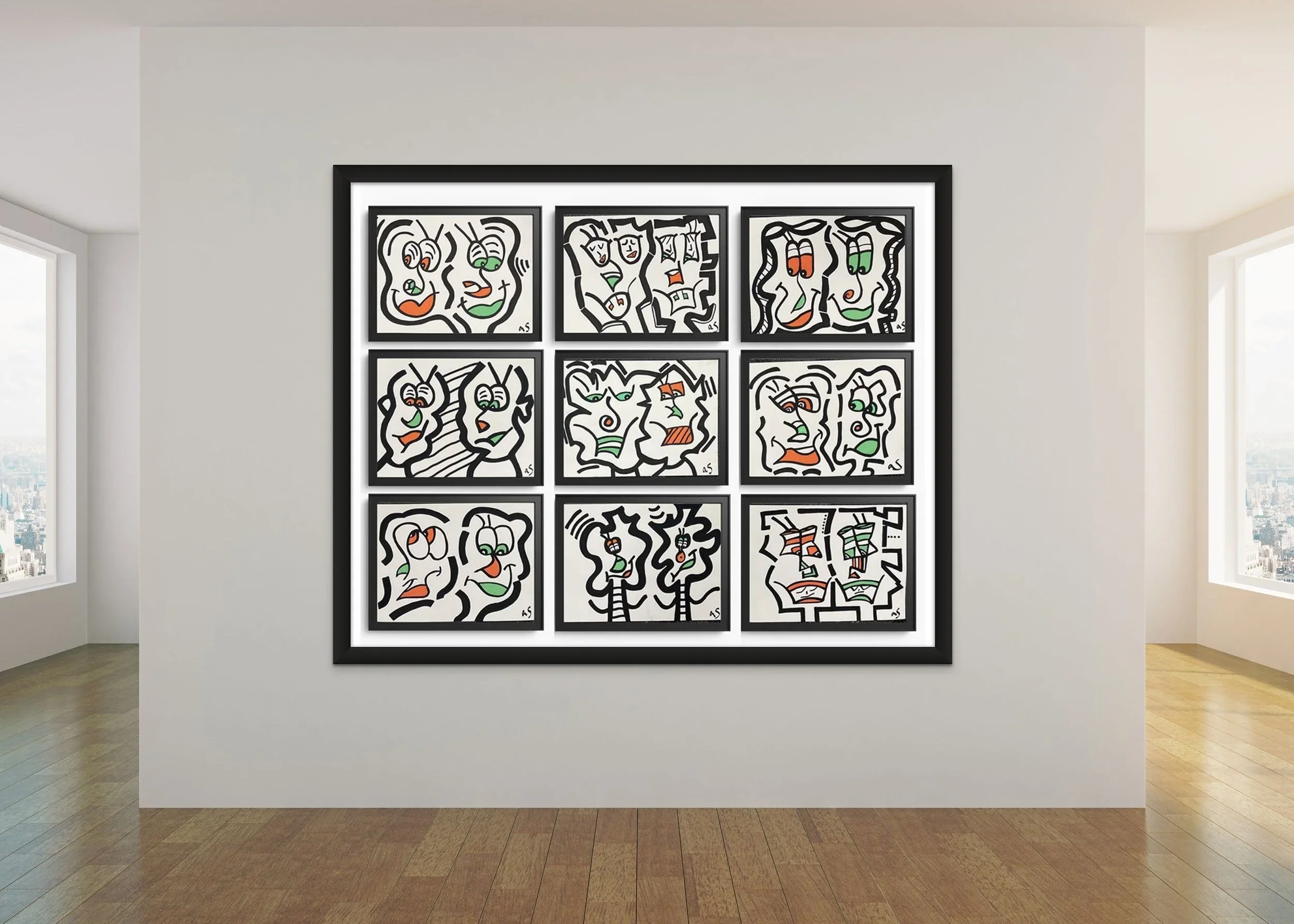 First Dates, Soul Mates - Acrylic on paper (framed series), - 12"X14" - 2022