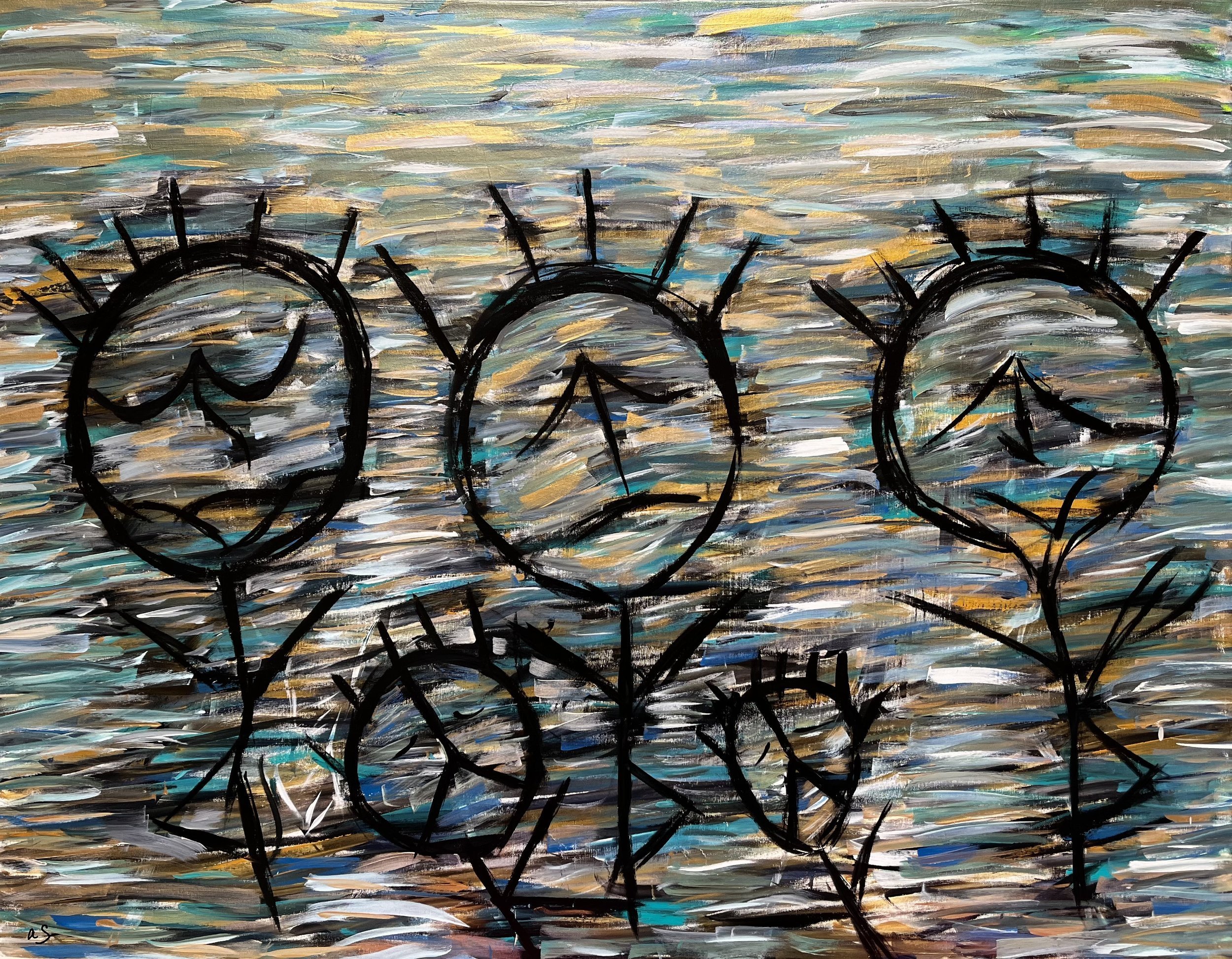 "Dancing in the Dark" - 54"x66" - Abstract on canvas - 2024 - SOLD