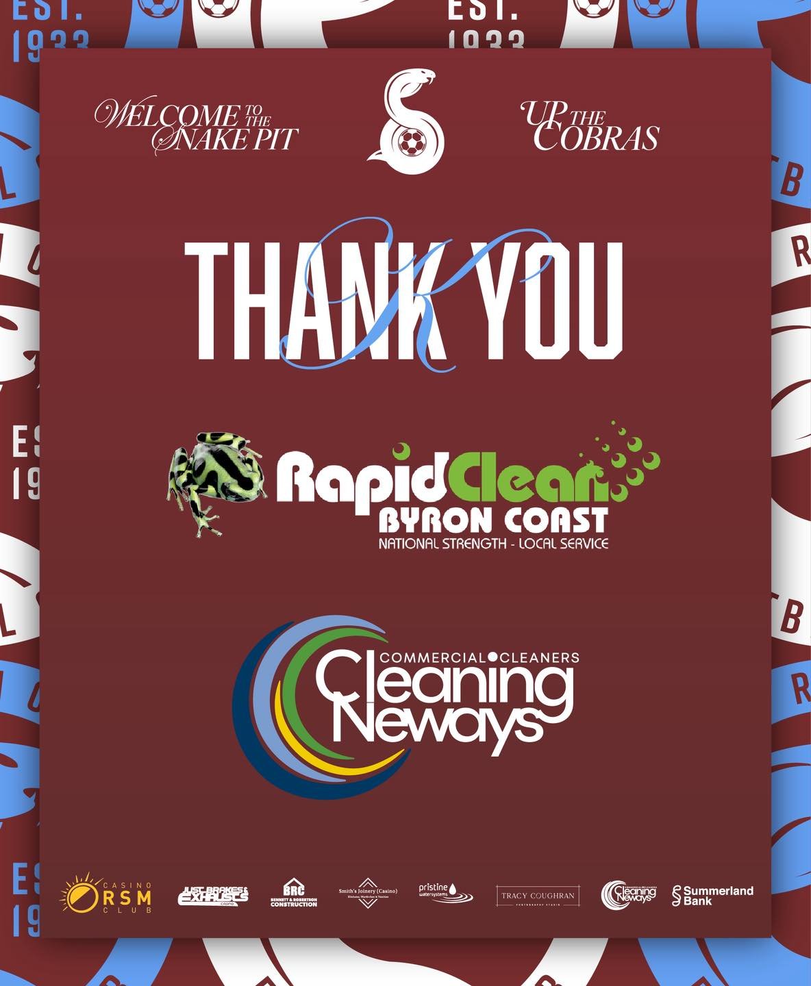 A BIG THANK YOU 🙏🏼 

Through the generosity and magic of locals helping locals, our local sponsor Cleaning Neways has hooked us up with another northern rivers local family run business @rapidcleanbyroncoast . With their help we have been able to  