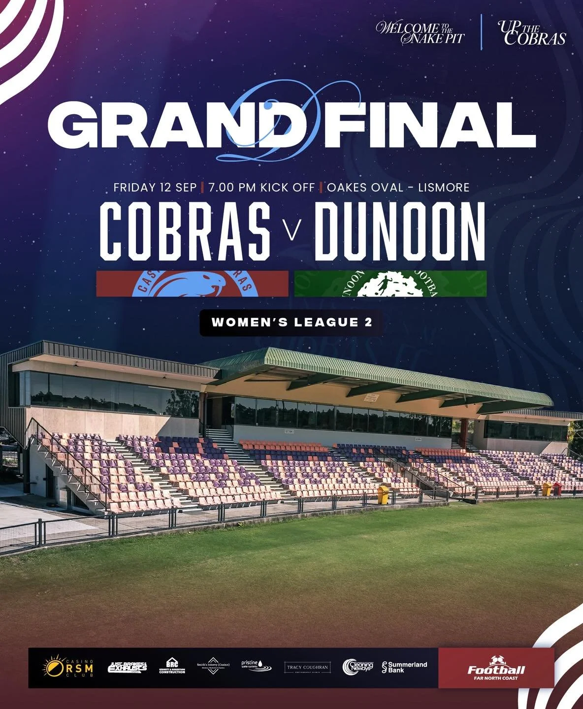 WOMEN’S LEAGUE 2 GRAND FINAL! ⚽️🐍
Our Women’s League 2 ladies are in the big dance THIS FRIDAY at Oakes Oval! The 2025 season has all been leading to this! The last Cobras match left to play, and the last piece of silverware up for grab