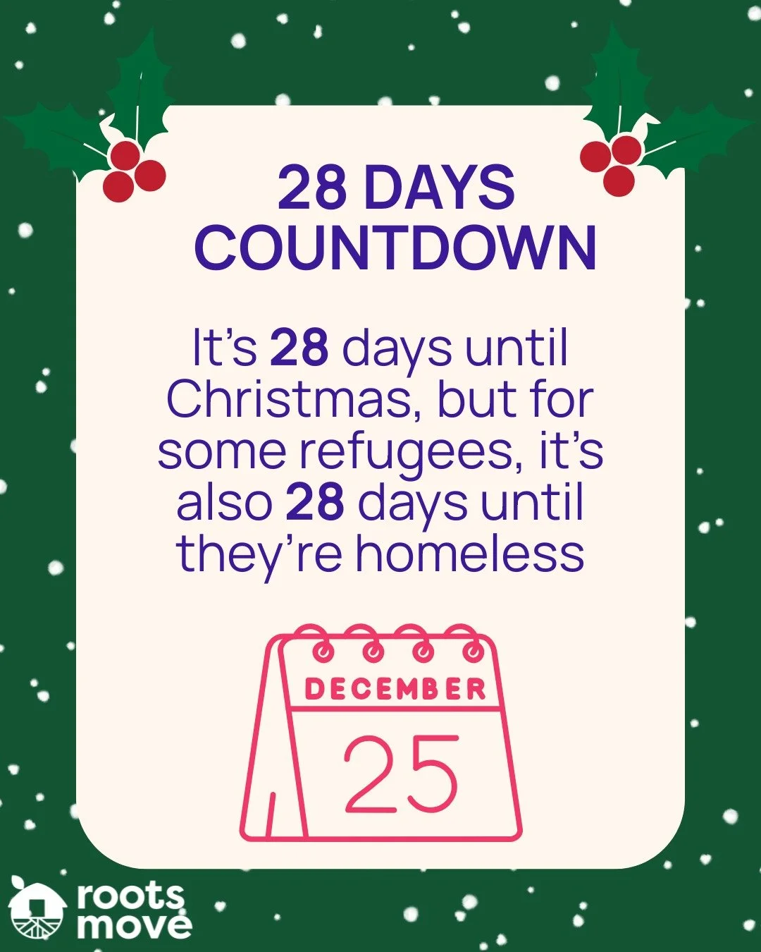 The Christmas countdown feels very different for refugees evicted from their accommodation. Make Christmas count and give the gift of home to a refugee&nbsp;in&nbsp;the&nbsp;UK - link in bio!

 #HomeStartsHere #RefugeesWelcome #RefugeeRights #Homeles