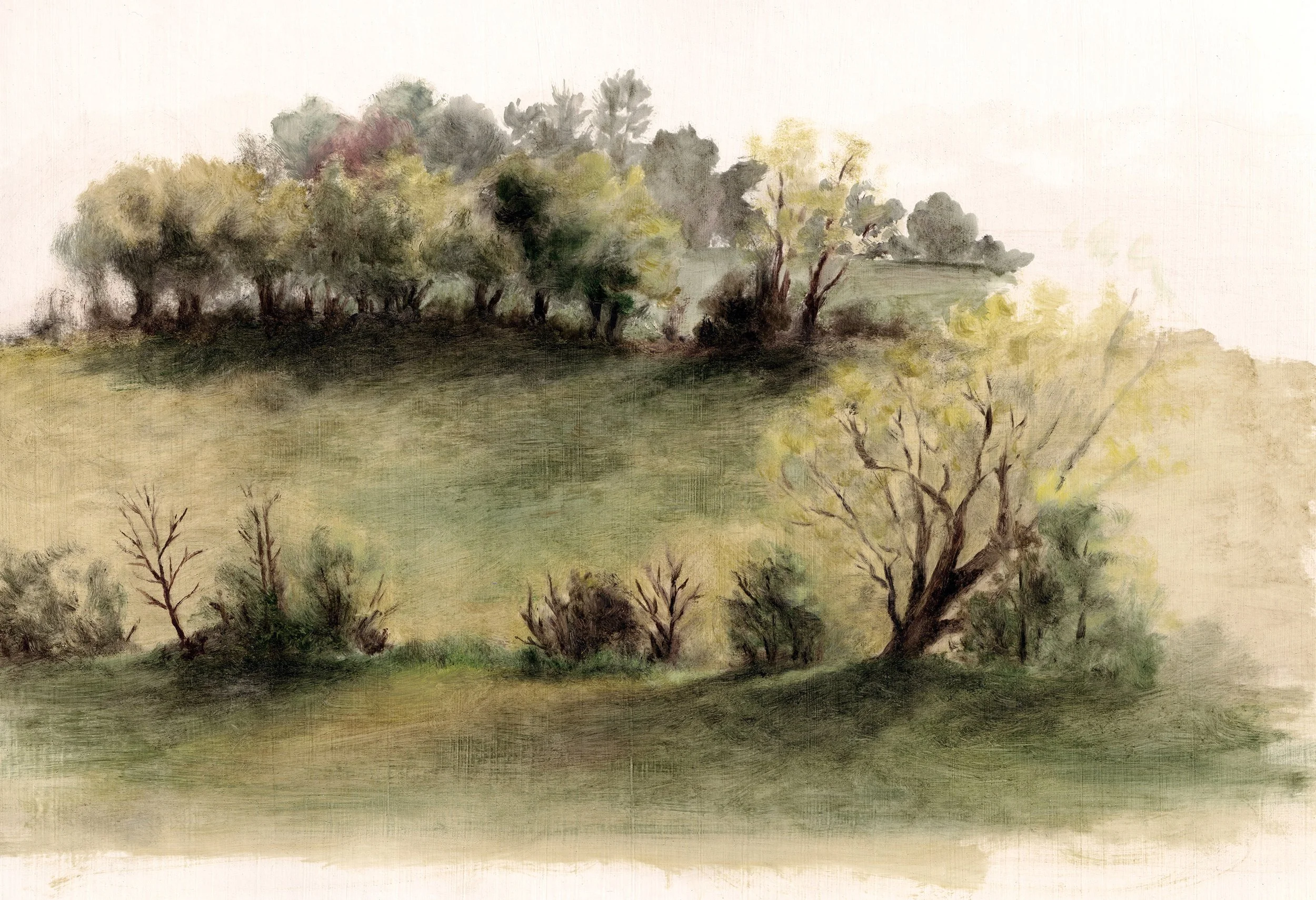 LIGNÈRES, fin d'hiver - 2021, oil on paper, 20 x 30 cm - private collection 