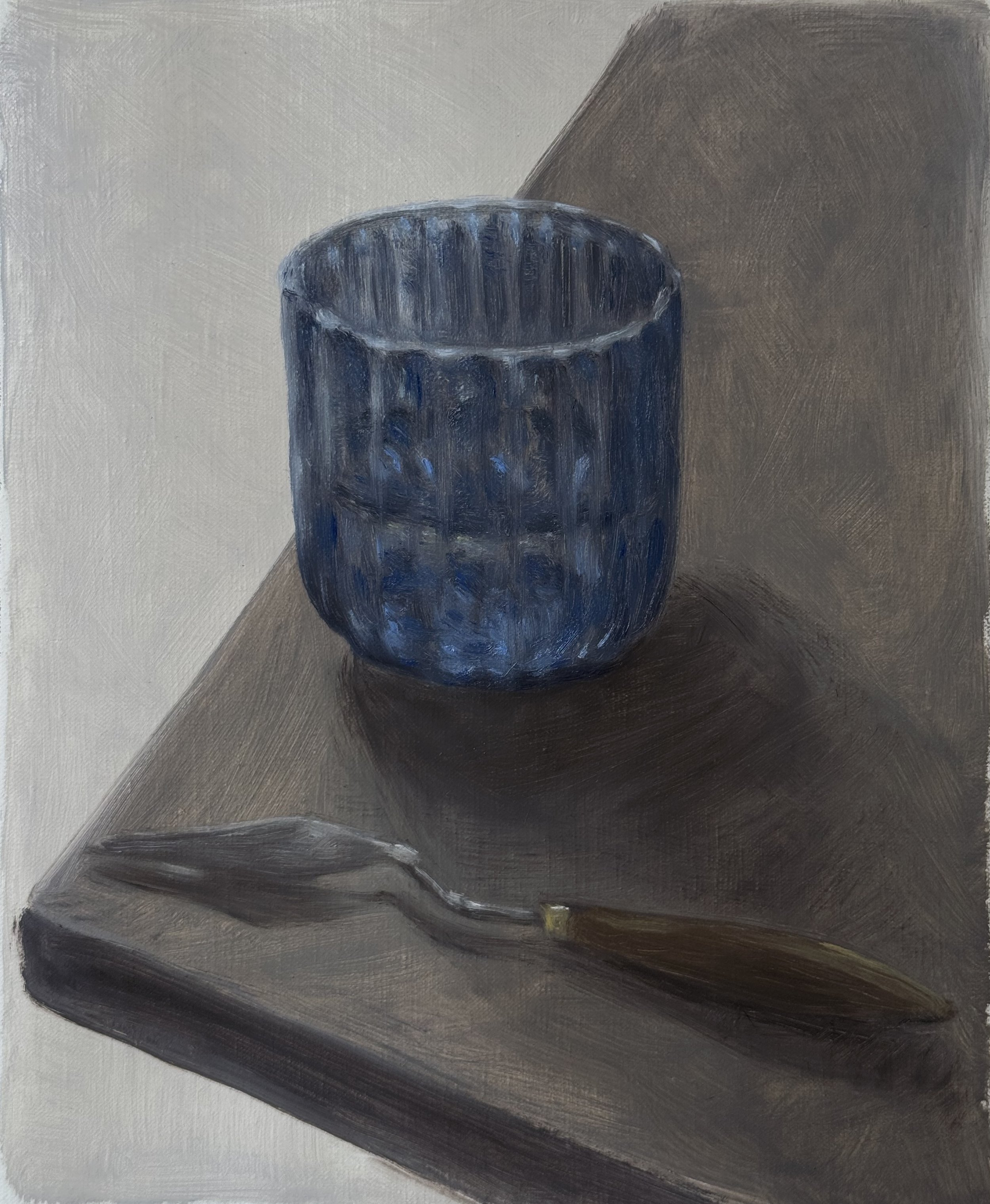MORCEAU D'ATELIER, le verre - huile sur toile, 20 x 30 cm 