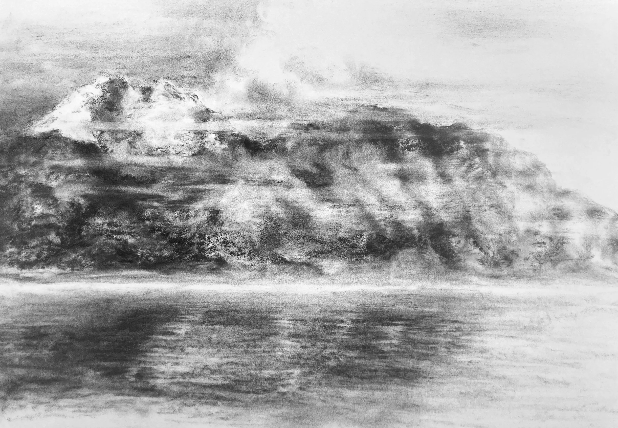 LE LAC, souvenir d'Autriche - 2020, charcoal, 70 x 90 cm - private collection