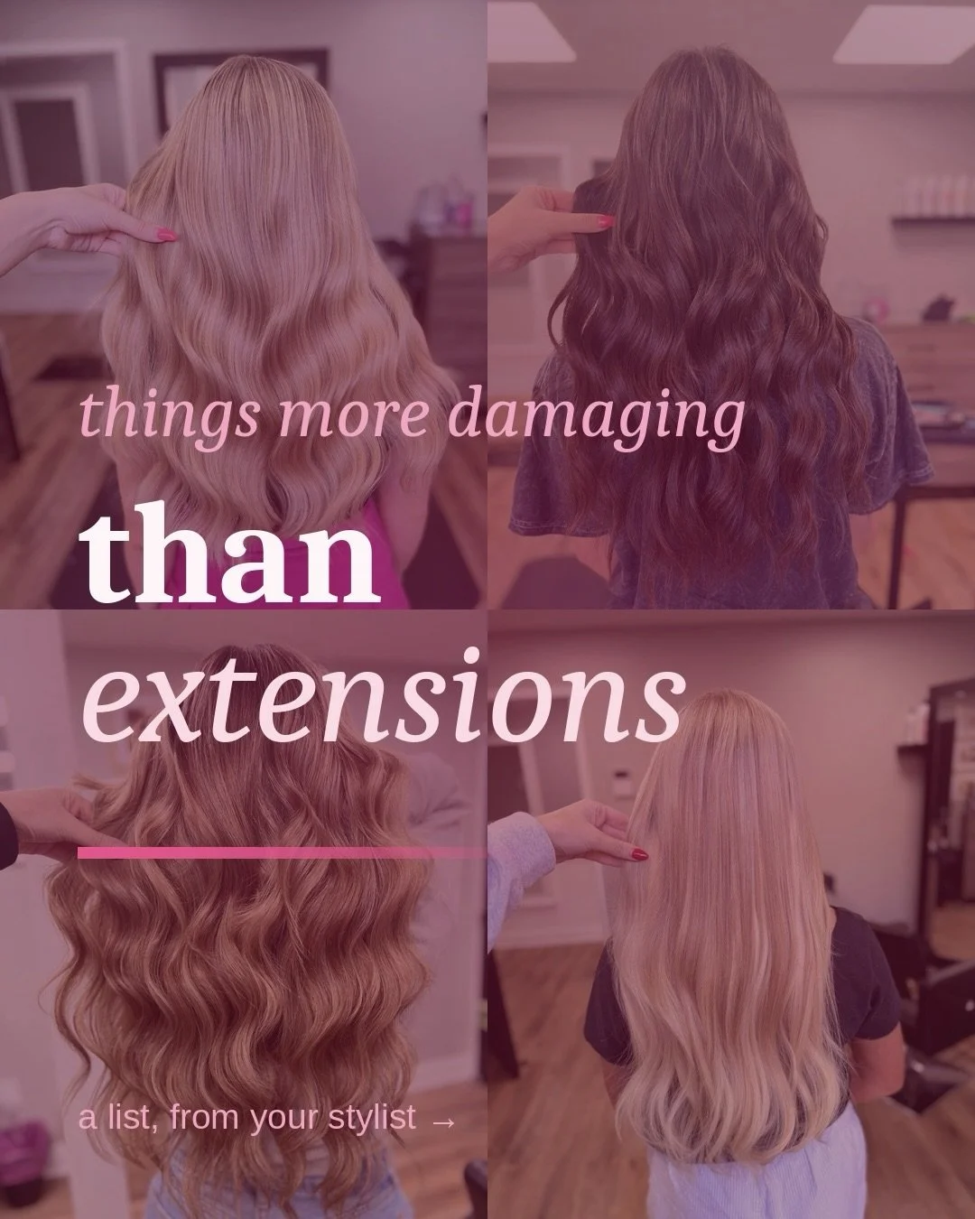 Okay but seriously, extensions get blamed for everything. Most of the time it&rsquo;s not the extensions at all. It comes down to keeping up with your move-ups, being gentle with your brushing, and staying consistent with your at-home aftercare. Do t