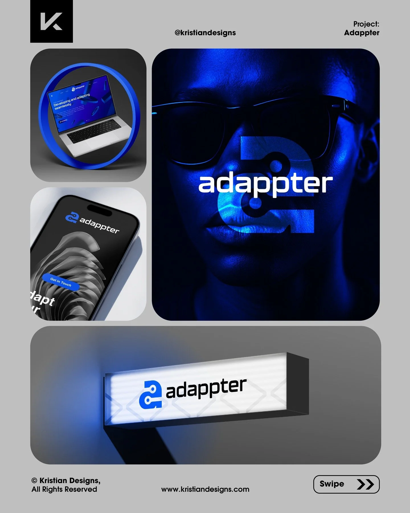 I love when logo design includes hidden little elements that make sense. This is an example of utilizing the negative space to create 'circuits'. ⚡️

The visual identity on this one is modern, a little mysterious and the pop of blue freshens it all u
