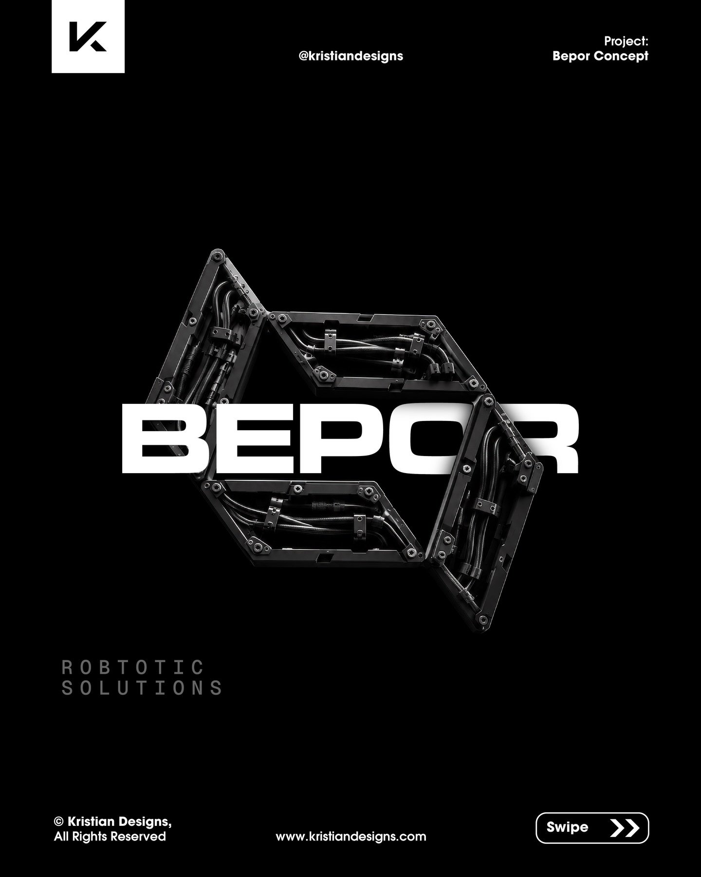 What do you guys think about this logo design concept inspired by robotics? 🦾

I am a tech fan, so stuff like this is always fun to work on. I wanted to make a visual identity that was sleek, clean and technical. The logomark is a lowercase &lsquo;b
