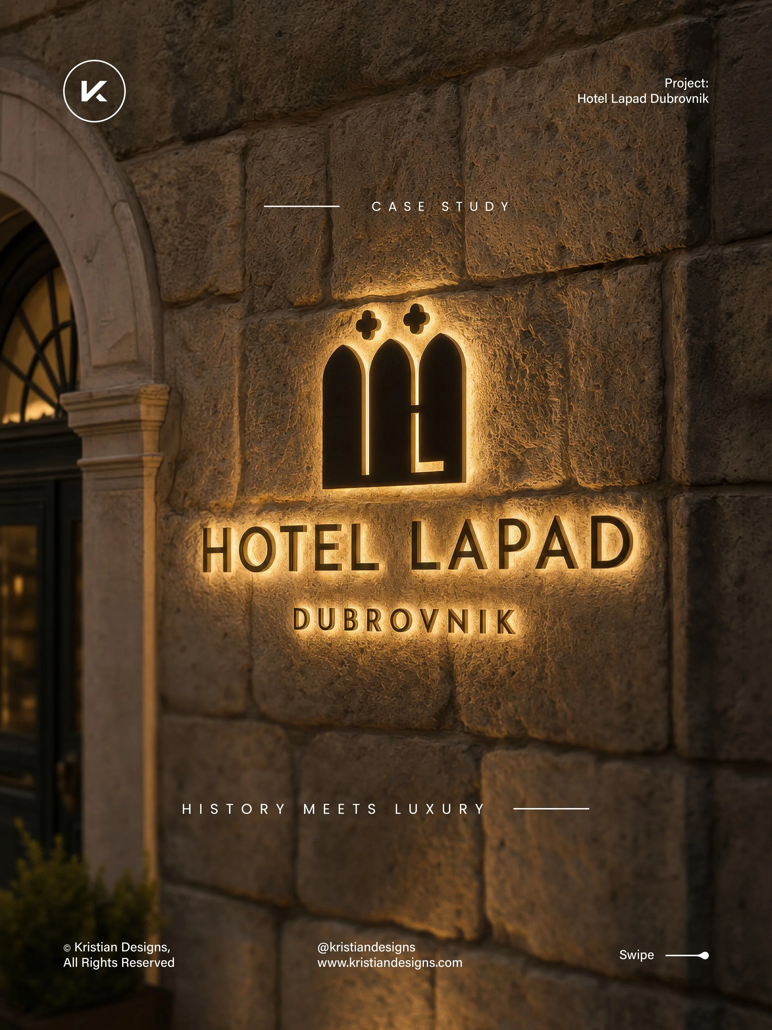 I am excited to share this logo design and visual identity case study with you guys. It is for Hotel Lapad, a historic hotel located in Dubrovnik, Croatia.

I was inspired by the beauty of the architecture and used some of its elements to craft this 