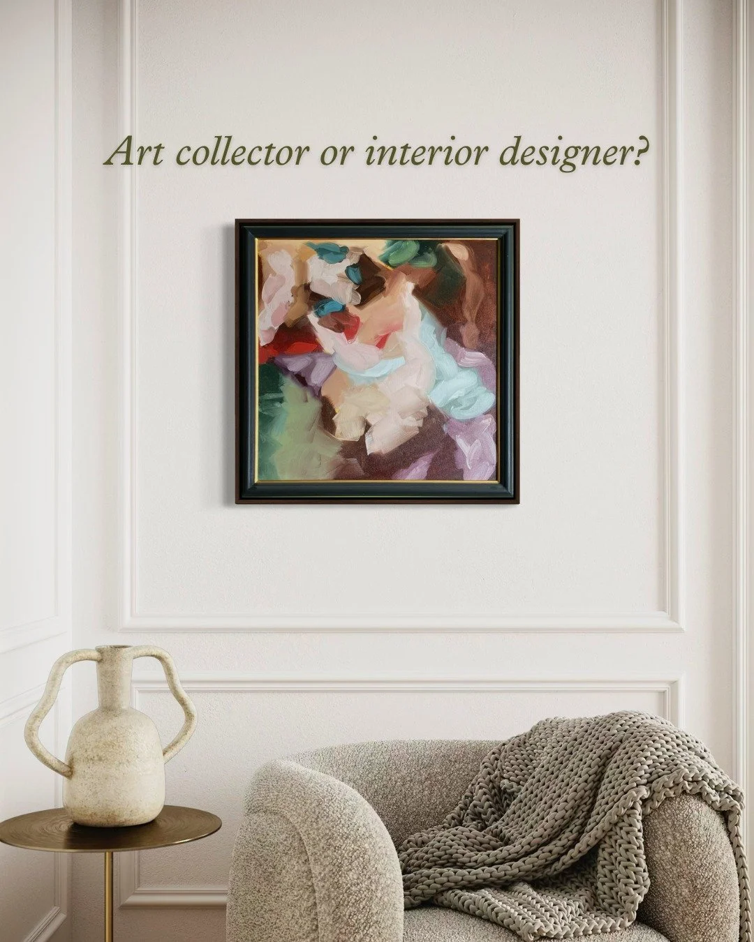 I invite collectors, interior designers and art lovers to share their walls with me!

If a space feels unfinished, send me a photograph and I&rsquo;ll reimagine it using our art visualisation technology - the sort of technology I can get behind.

You