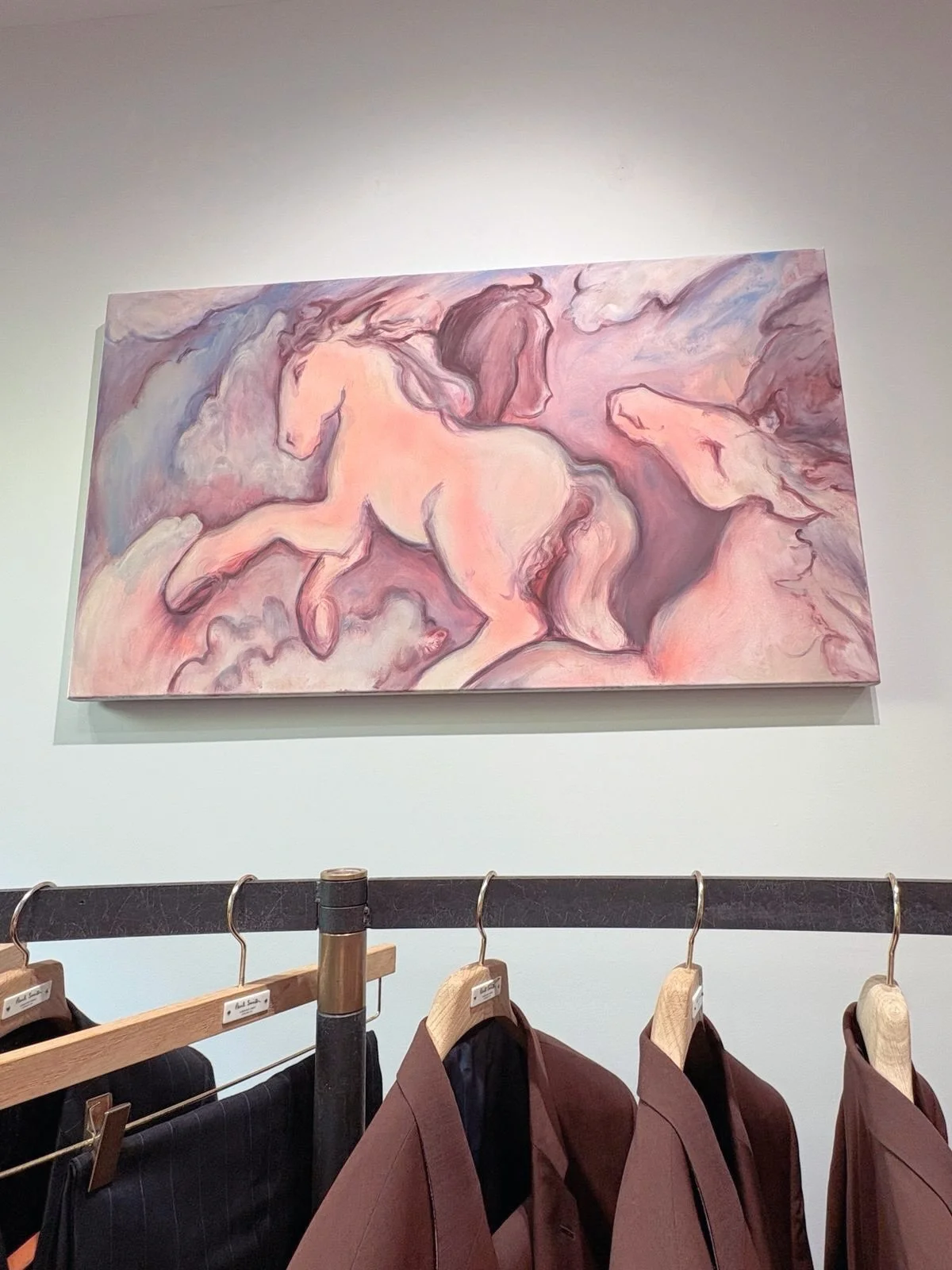 Just steps away from the West End, on Albemarle Street, sits a group show at the Paul Smith Store: Wabi-Sabi: Untangling the Meaning of Beauty.

With works displayed throughout the store, paintings hanging above rails of clothes completely transform 