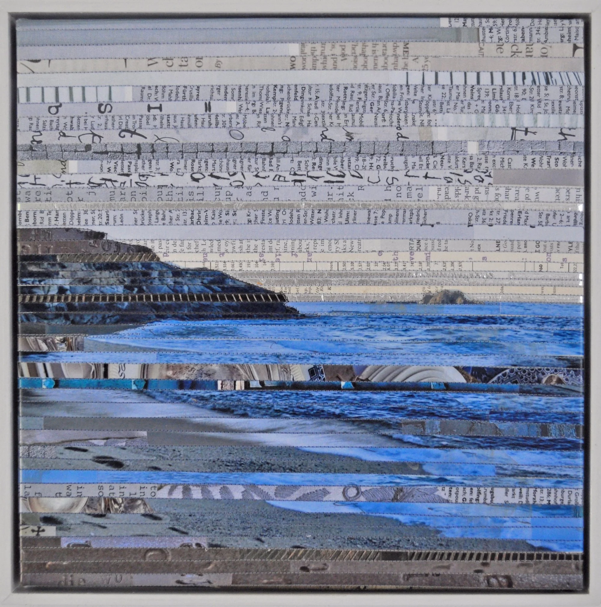 Beatrice Eberhard, mixed media artist | Swiss-born and Canada-based, Béatrice Eberhard is a mixed-media and textile artist with formal training in ceramics. Her collages combine paint, paper, photographs, thread and typography, exploring memory, tran