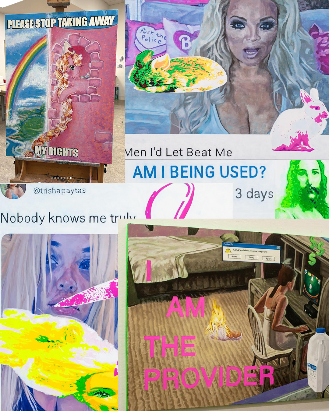 meme art trisha paytas sophjcksn georgianelson aloversburden fine art painting polyesterzine polyester zine