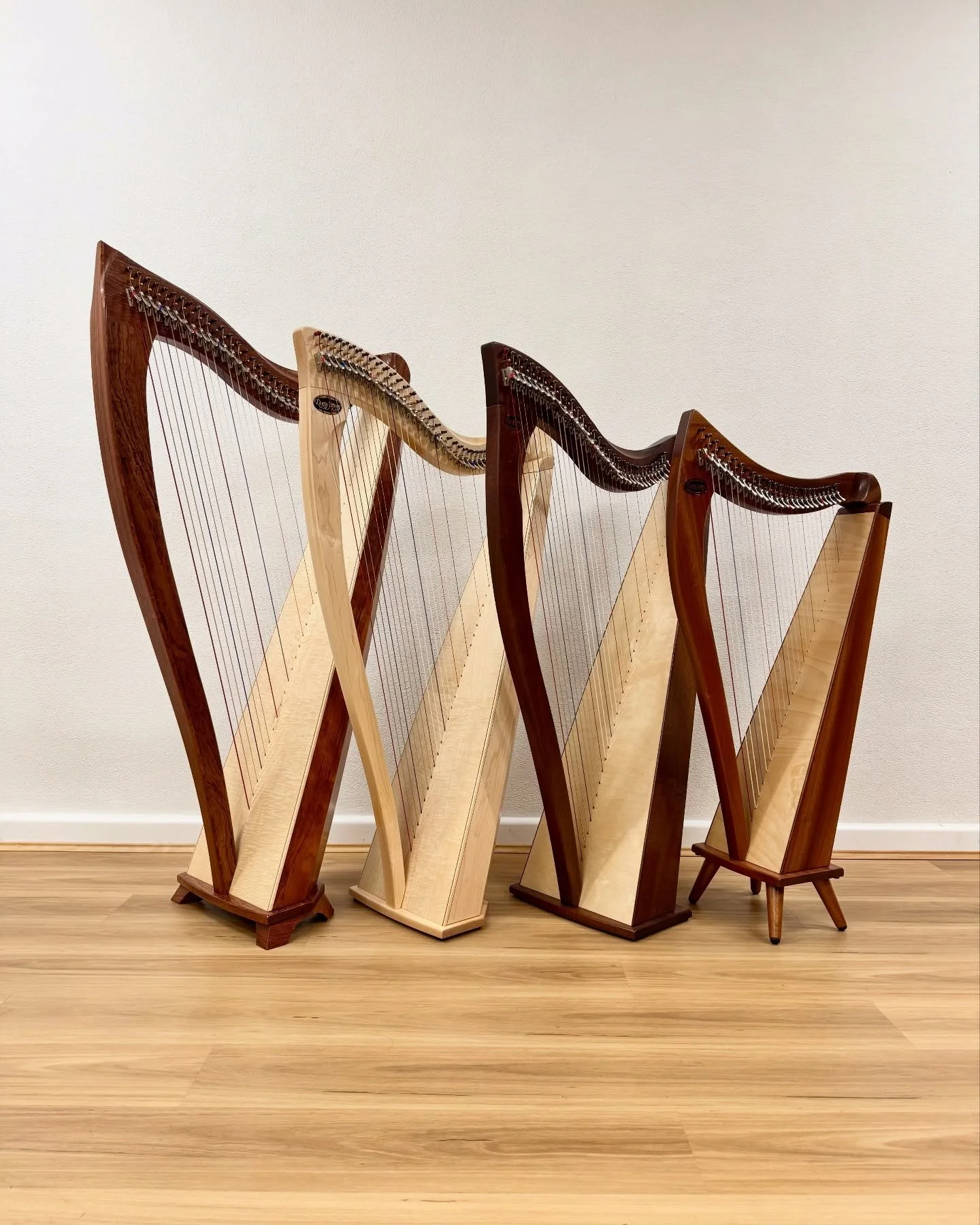 Dusty Strings Harps &ndash; FH36S, FH34S, Crescendo, Allegro 

Solid wood harps, each with their own character and sound. Crescendo and Allegro models are made from sapele, while the FH models are also available in maple, walnut, cherry, or bubinga.
