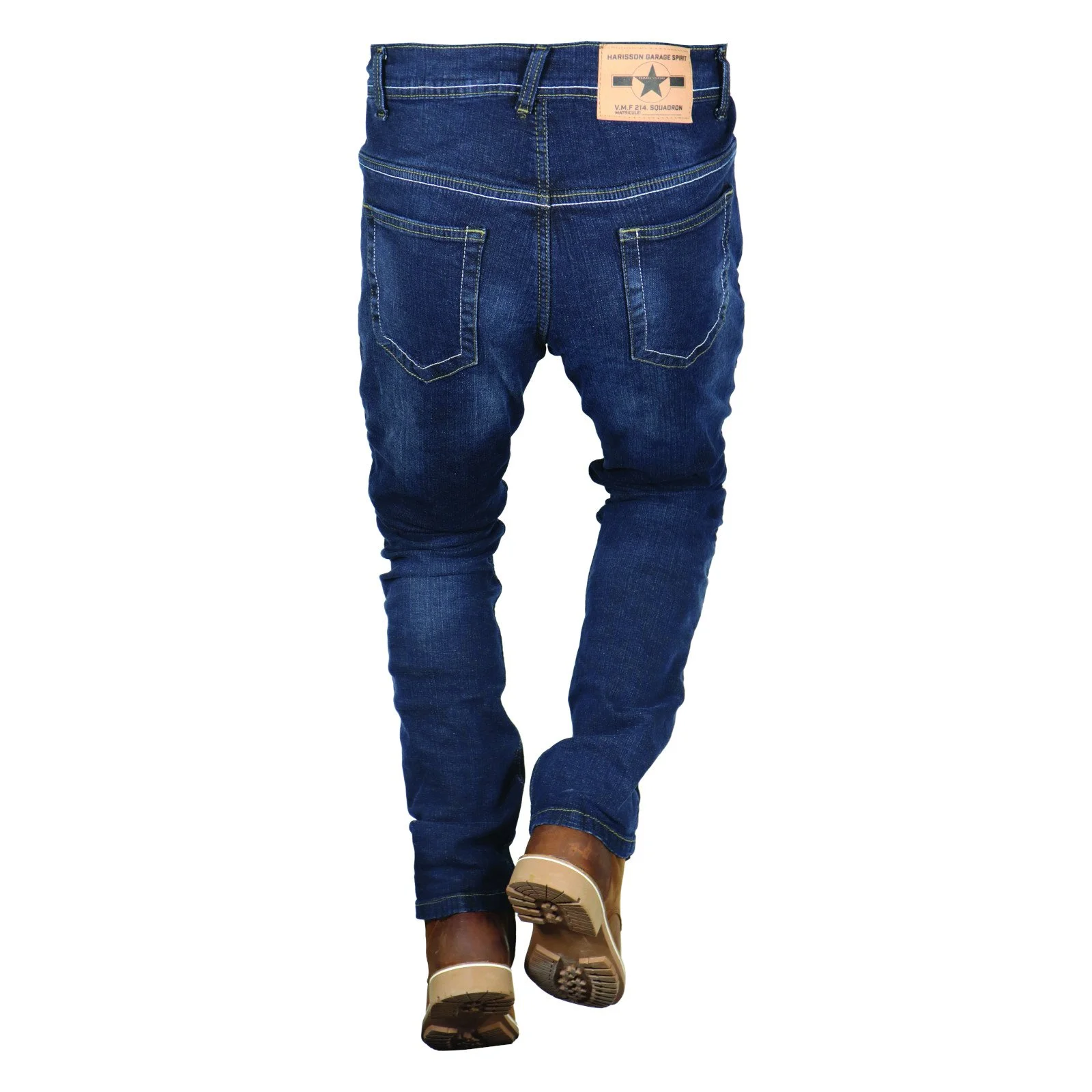 jeans regular moto homme Harisson CLYDE bleu vu de dos