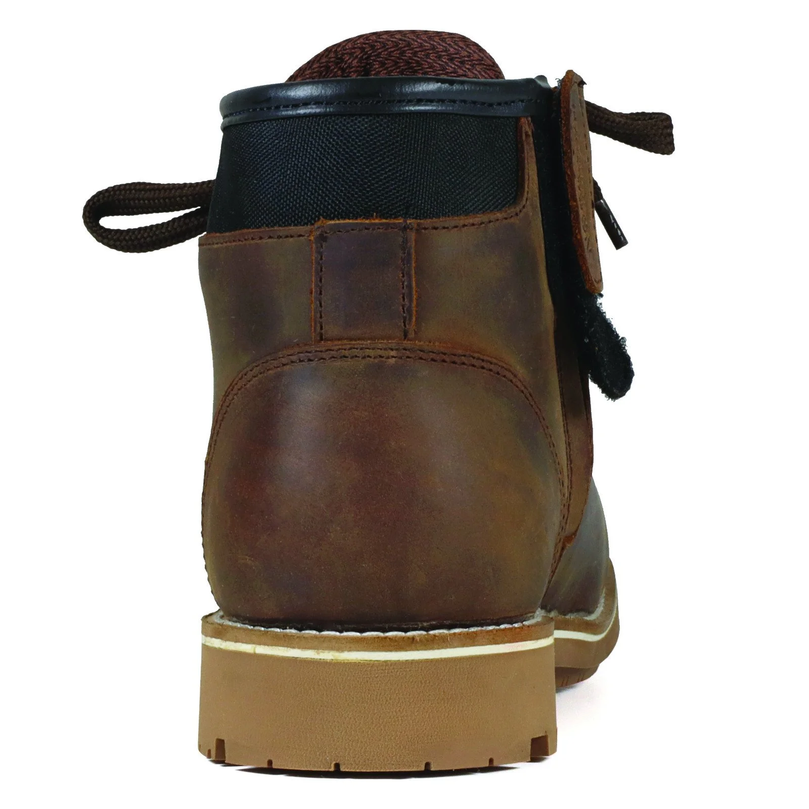 Timber boots moto cuir Harisson Custer Commando marron vue de dos