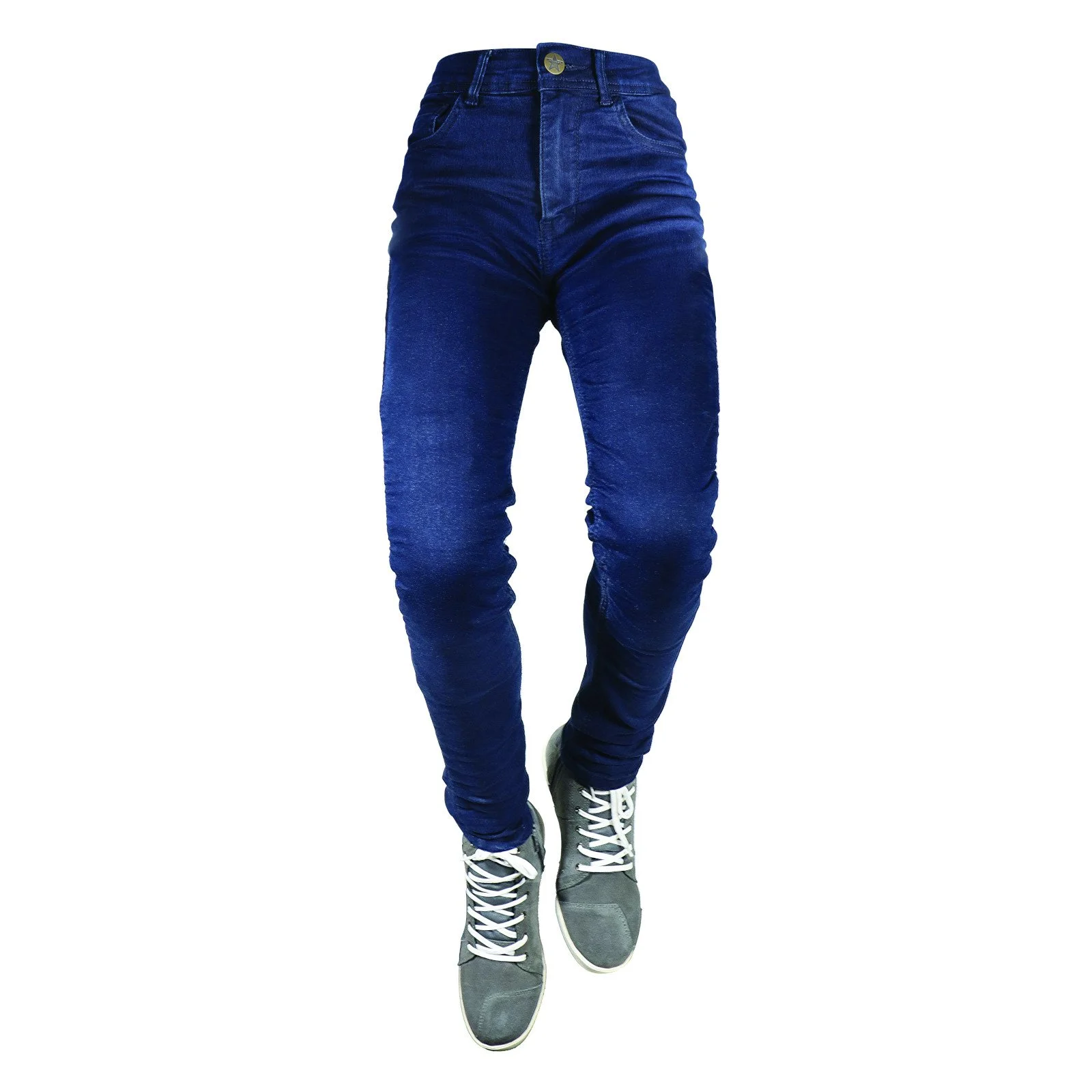 Jeans moto femme Harisson BONNIE bleu vu de face
