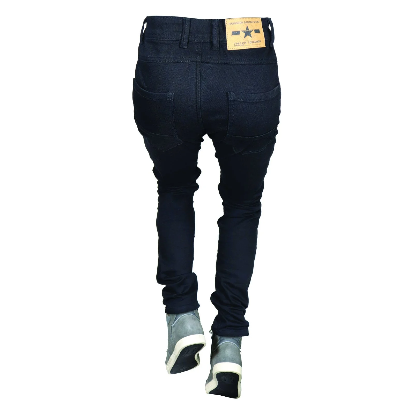 Jeans moto femme Harisson BONNIE noir vu de dos