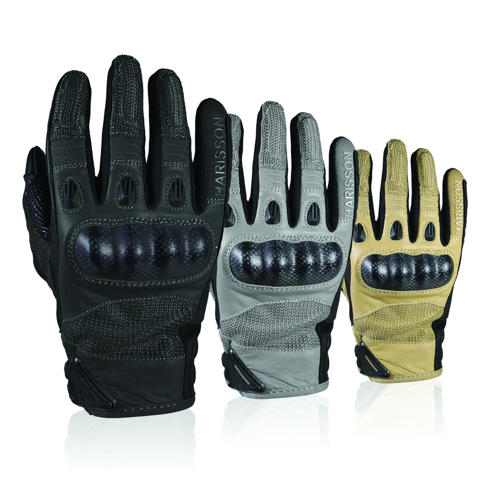 Les gants moto été Harisson SPY Evo sont disponibles en noir, en gris et en brun camel