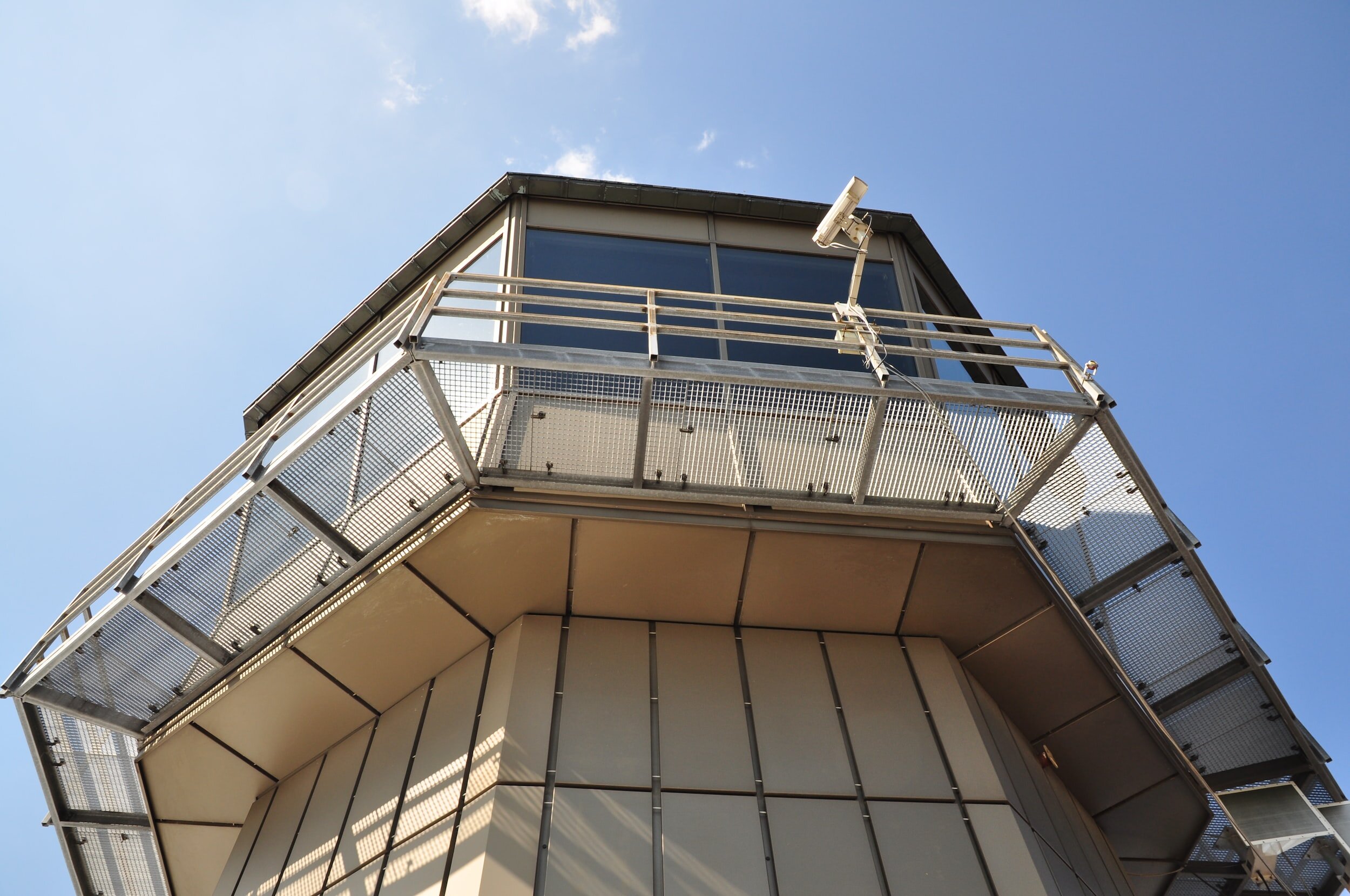 Tower with a surveillance camera.